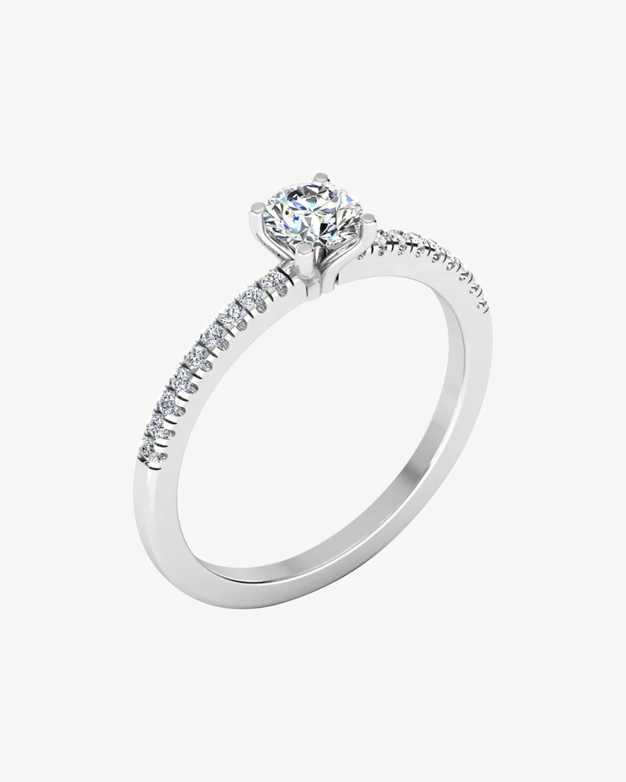 Petite Brilliant Cut Moissanite Engagement Ring - in 14k gold (view 3 of 8)