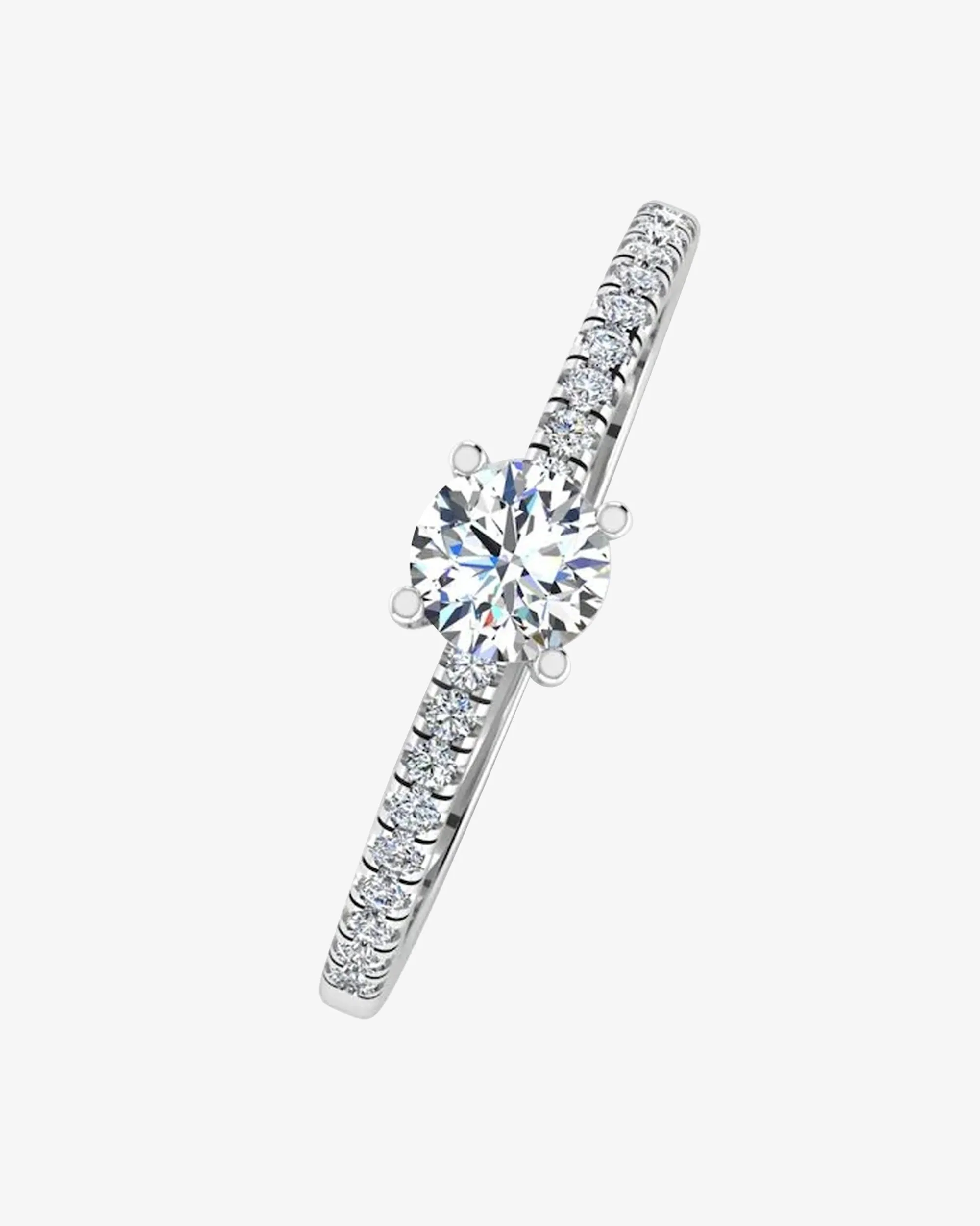 Petite Brilliant Cut Moissanite Engagement Ring - in 14k gold (view 4 of 8)