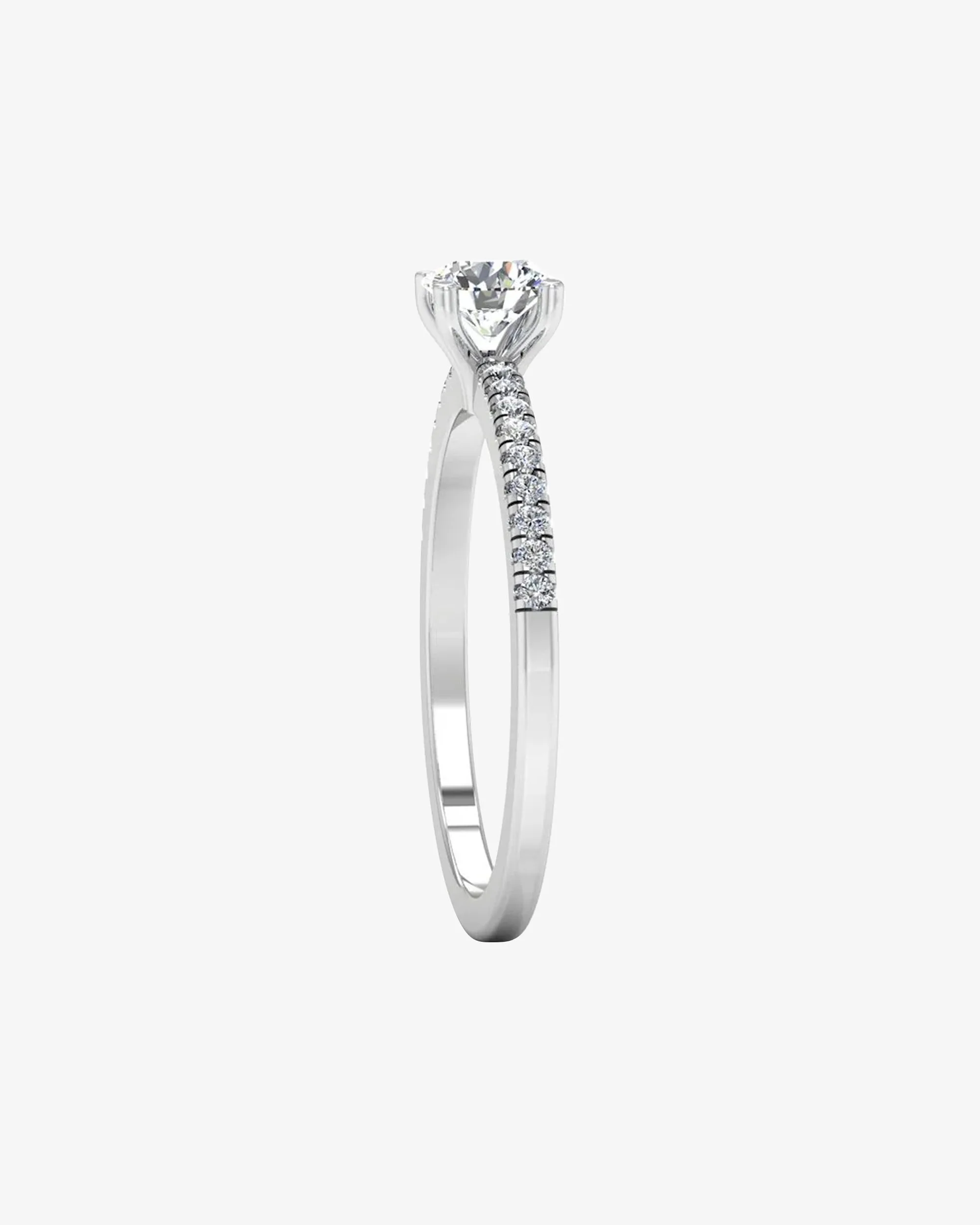 Petite Brilliant Cut Moissanite Engagement Ring - in 14k gold (view 5 of 8)