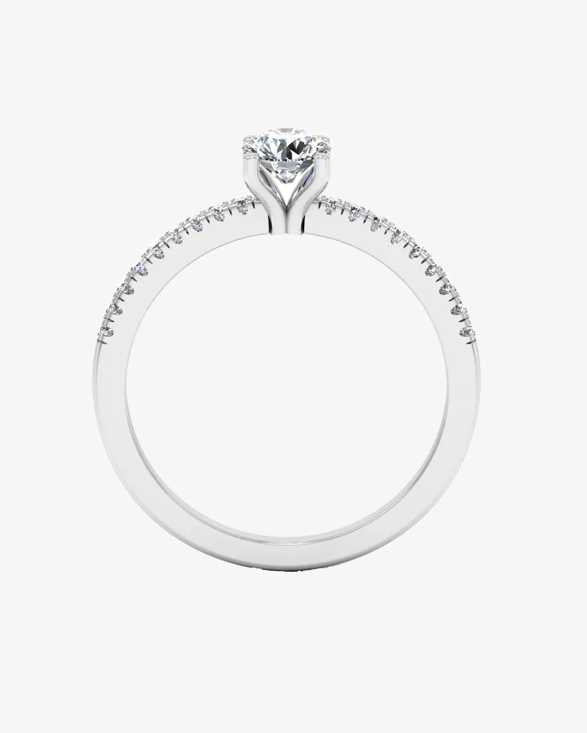 Petite Brilliant Cut Moissanite Engagement Ring - in 14k gold (view 6 of 8)