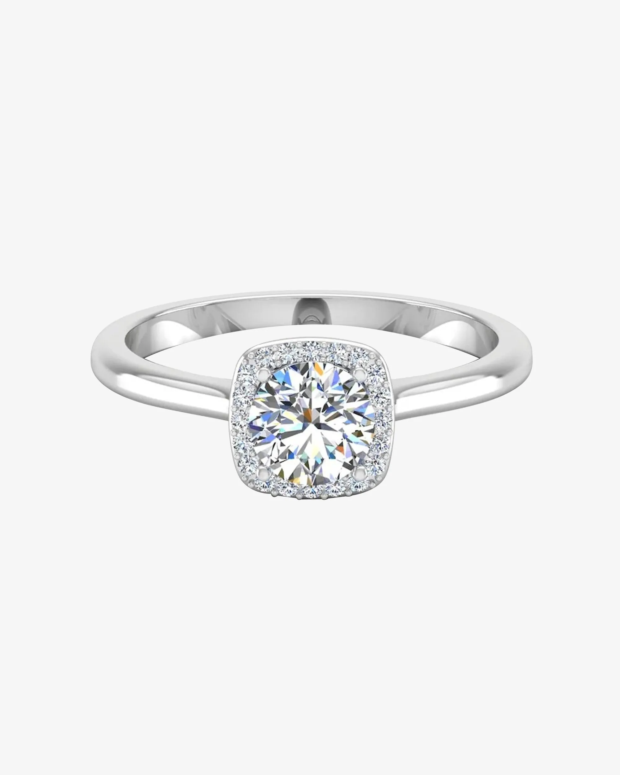 Petite Halo Brilliant Cut Moissanite Engagement Ring - in 14k gold (view 2 of 8)