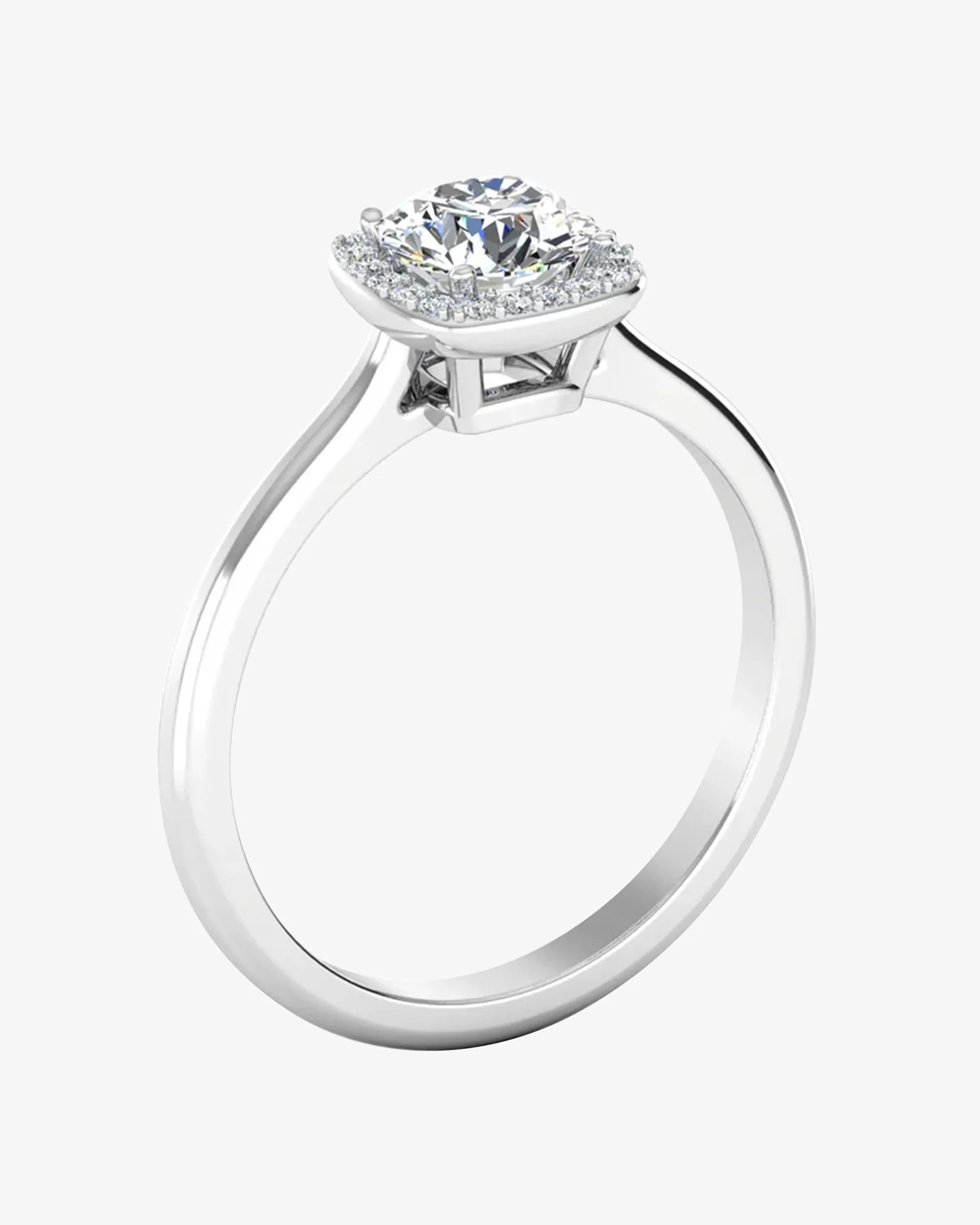 Petite Halo Brilliant Cut Moissanite Engagement Ring - in 14k gold (view 3 of 8)