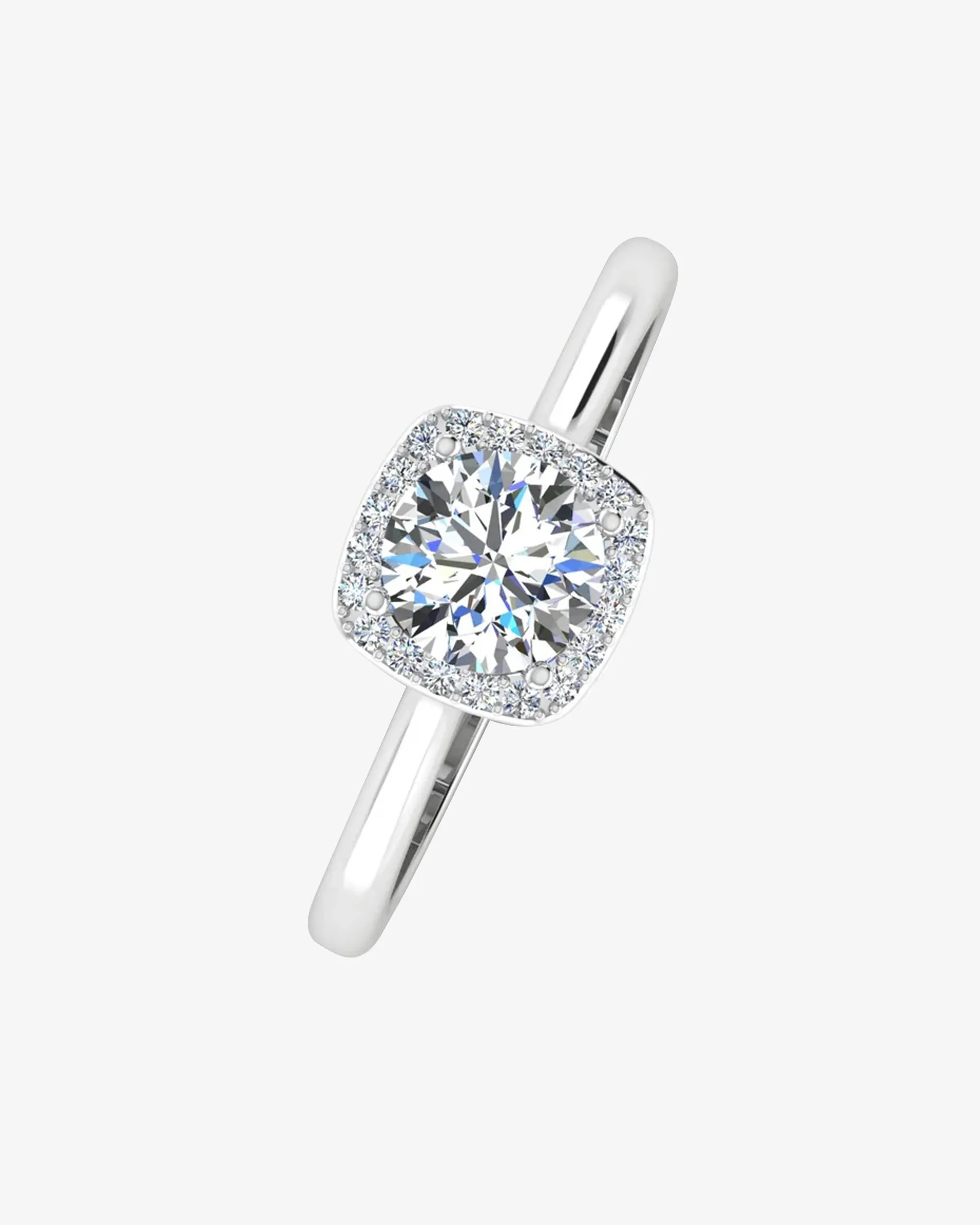 Petite Halo Brilliant Cut Moissanite Engagement Ring - in 14k gold (view 4 of 8)
