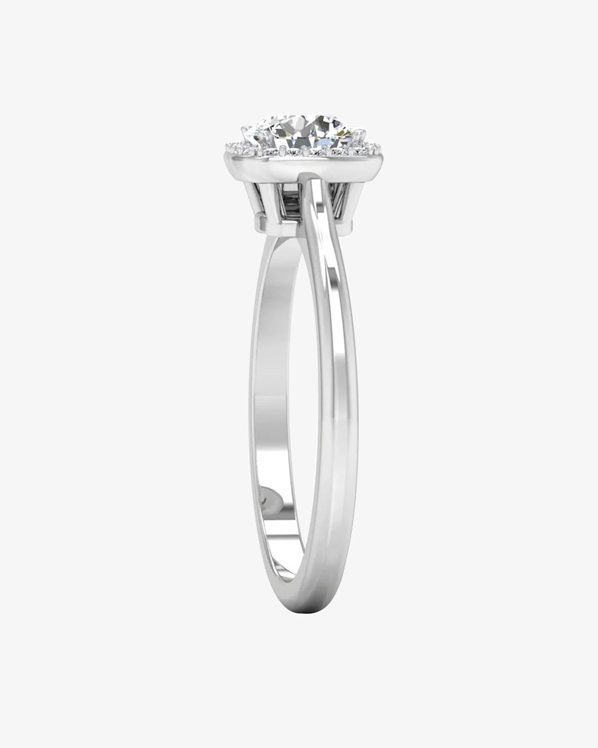 Petite Halo Brilliant Cut Moissanite Engagement Ring - in 14k gold (view 5 of 8)