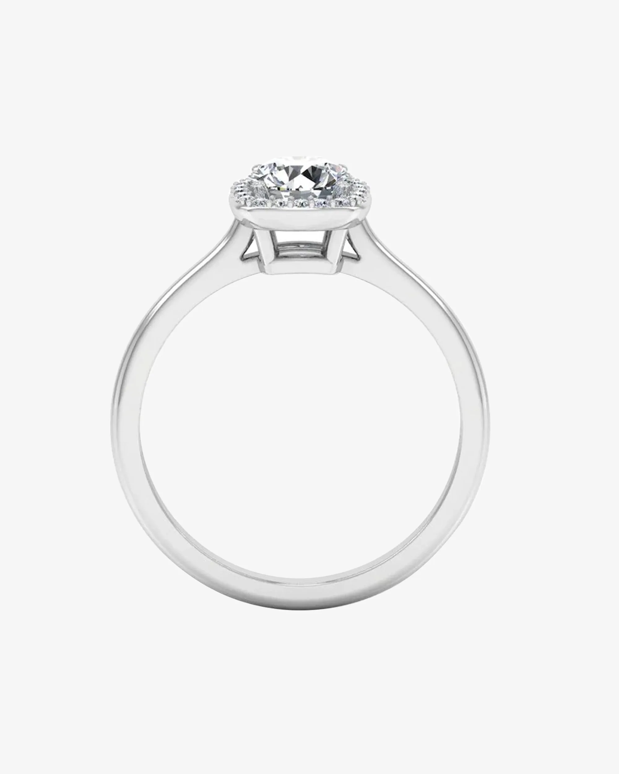 Petite Halo Brilliant Cut Moissanite Engagement Ring - in 14k gold (view 6 of 8)
