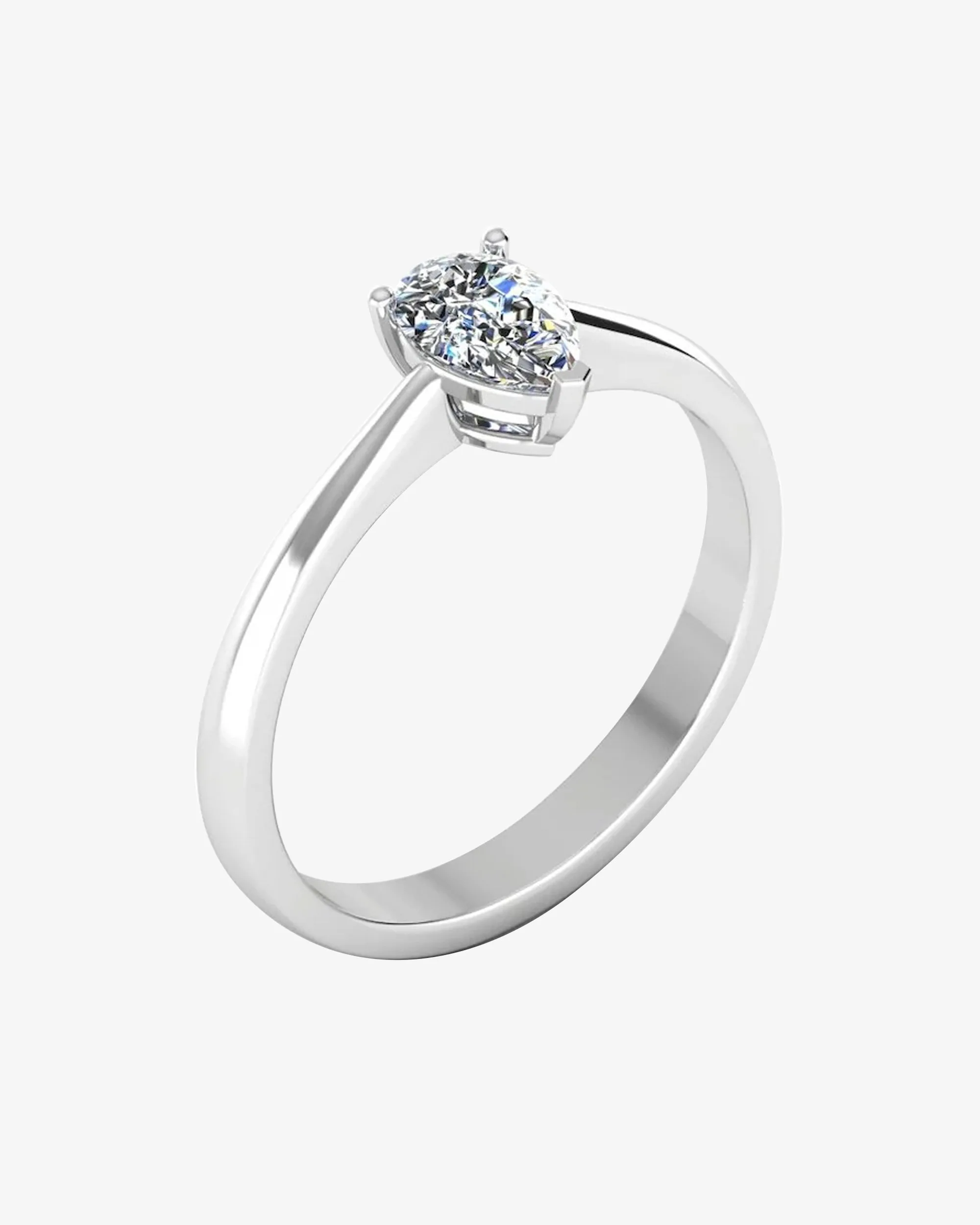 Petite Pear Solitaire Moissanite Engagement Ring - in 14k gold (view 3 of 8)