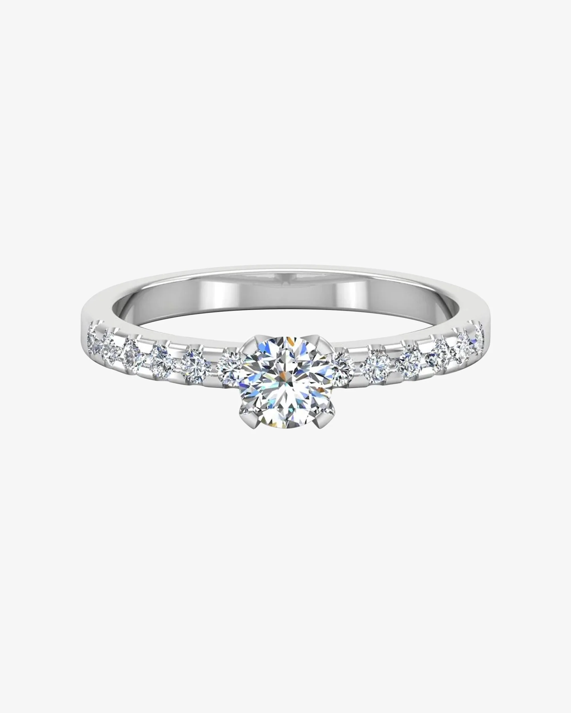 Petite Round Brilliant Moissanite Engagement Ring - in 14k gold (view 2 of 7)