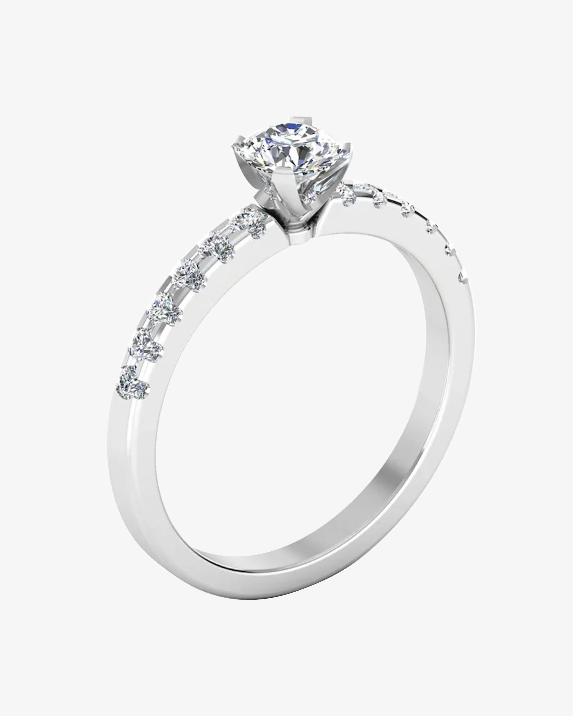 Petite Round Brilliant Moissanite Engagement Ring - in 14k gold (view 3 of 7)