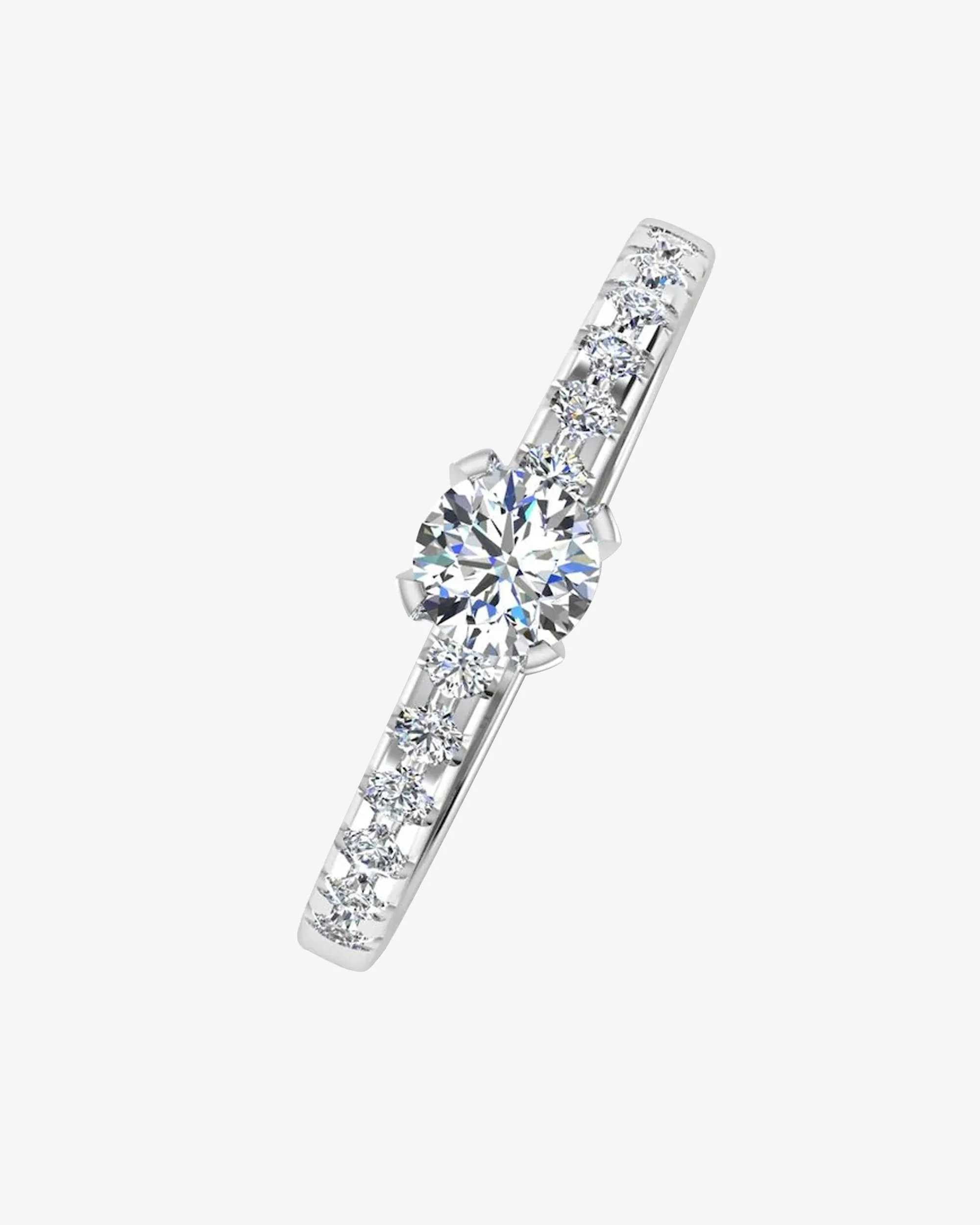 Petite Round Brilliant Moissanite Engagement Ring - in 14k gold (view 4 of 7)