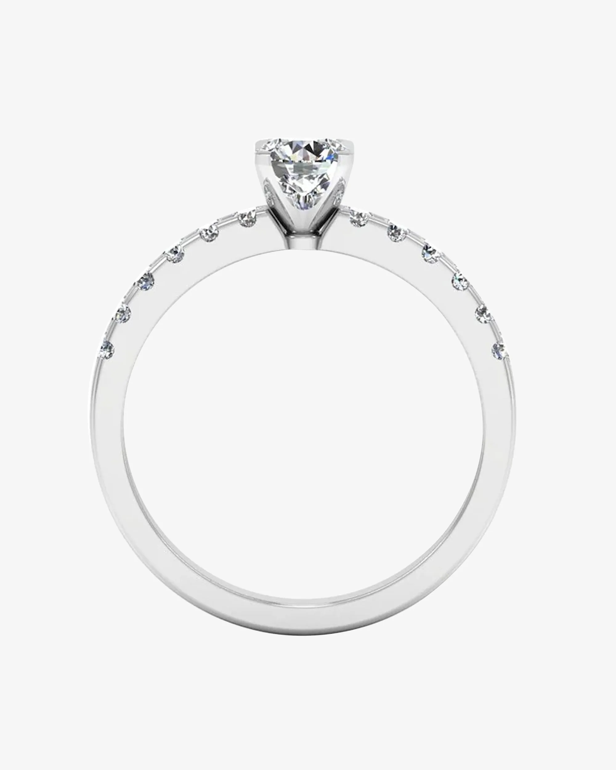 Petite Round Brilliant Moissanite Engagement Ring - in 14k gold (view 5 of 7)