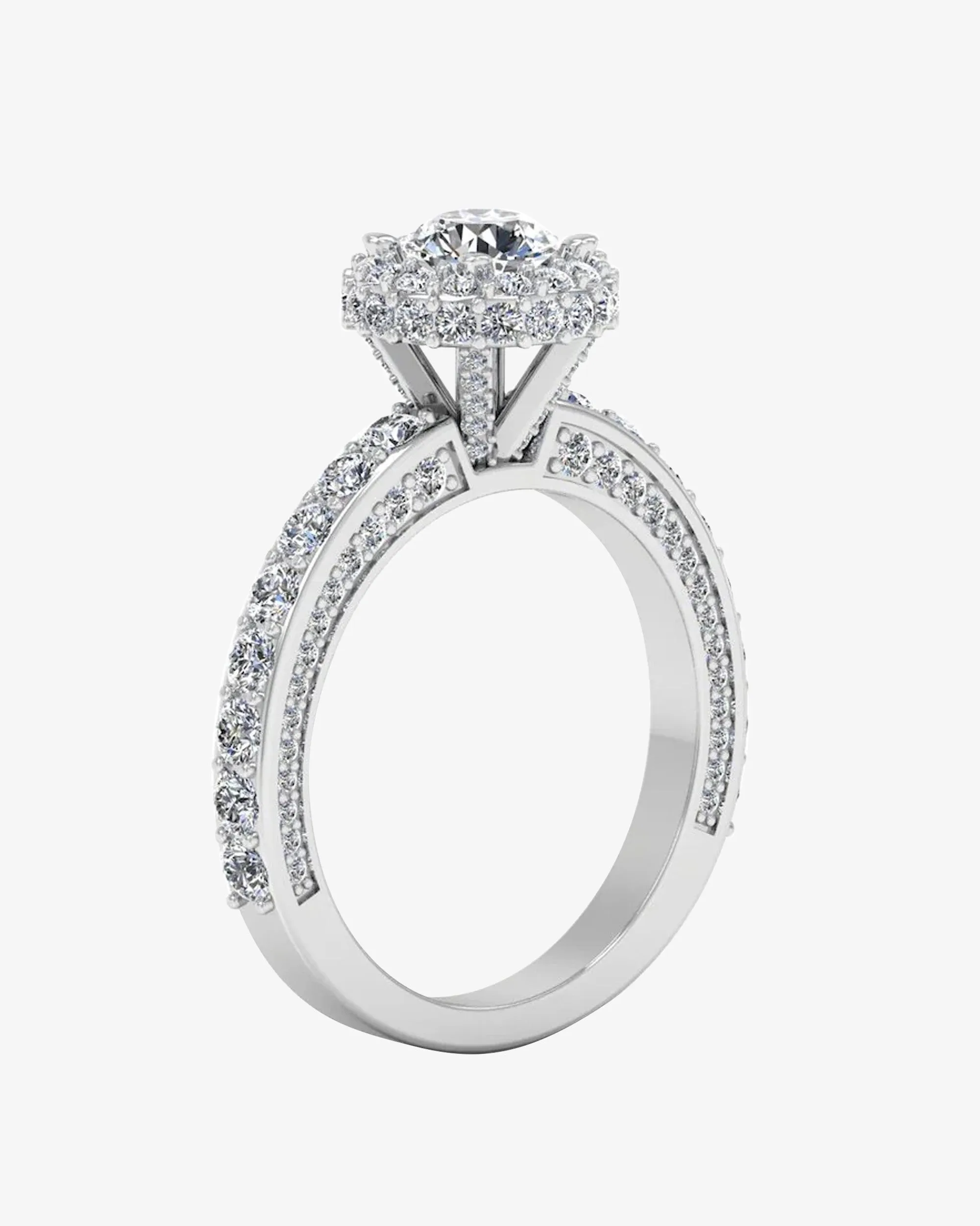 Petite Round Moissanite Halo Engagement Ring - in 14k gold (view 3 of 8)