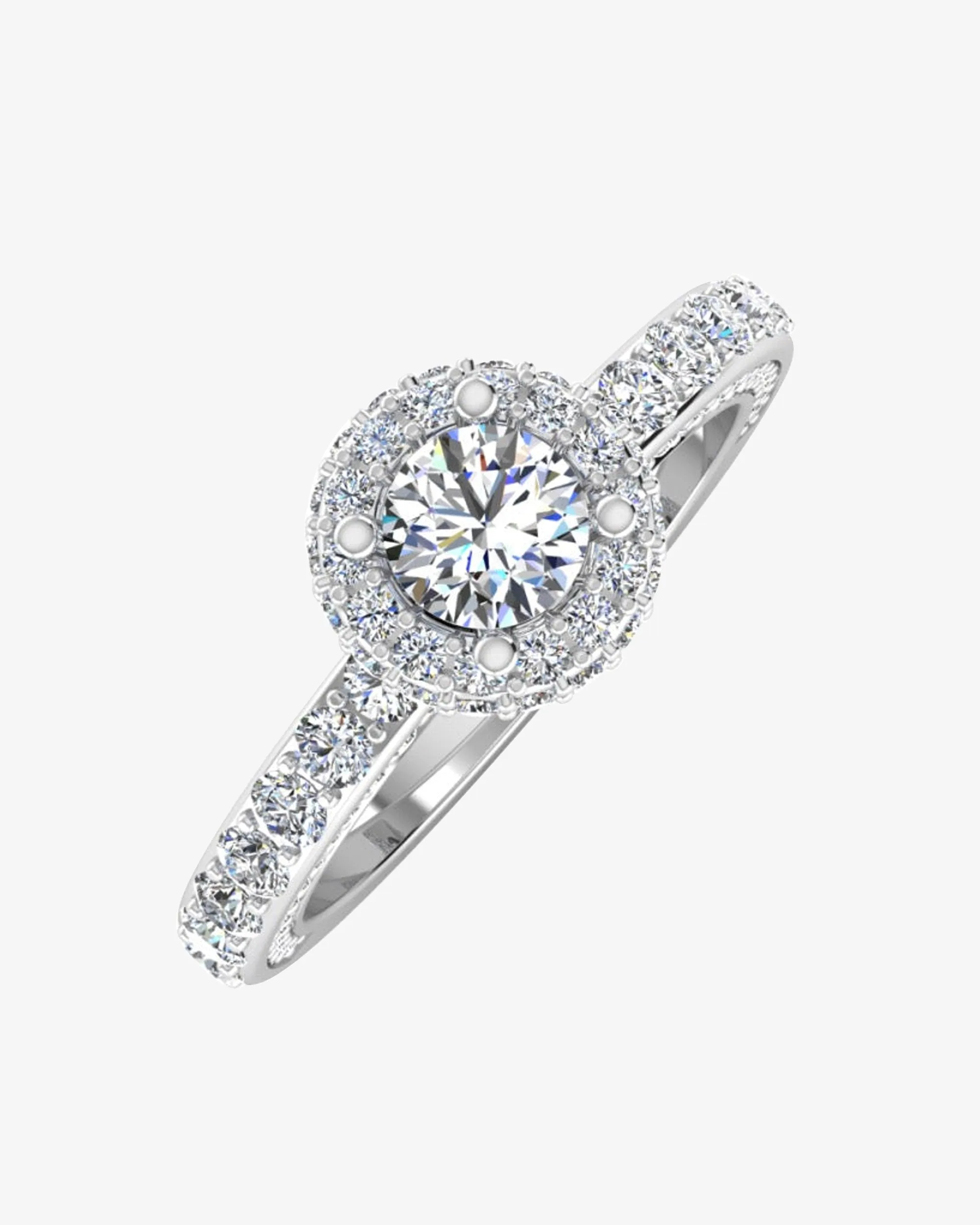 Petite Round Moissanite Halo Engagement Ring - in 14k gold (view 4 of 8)