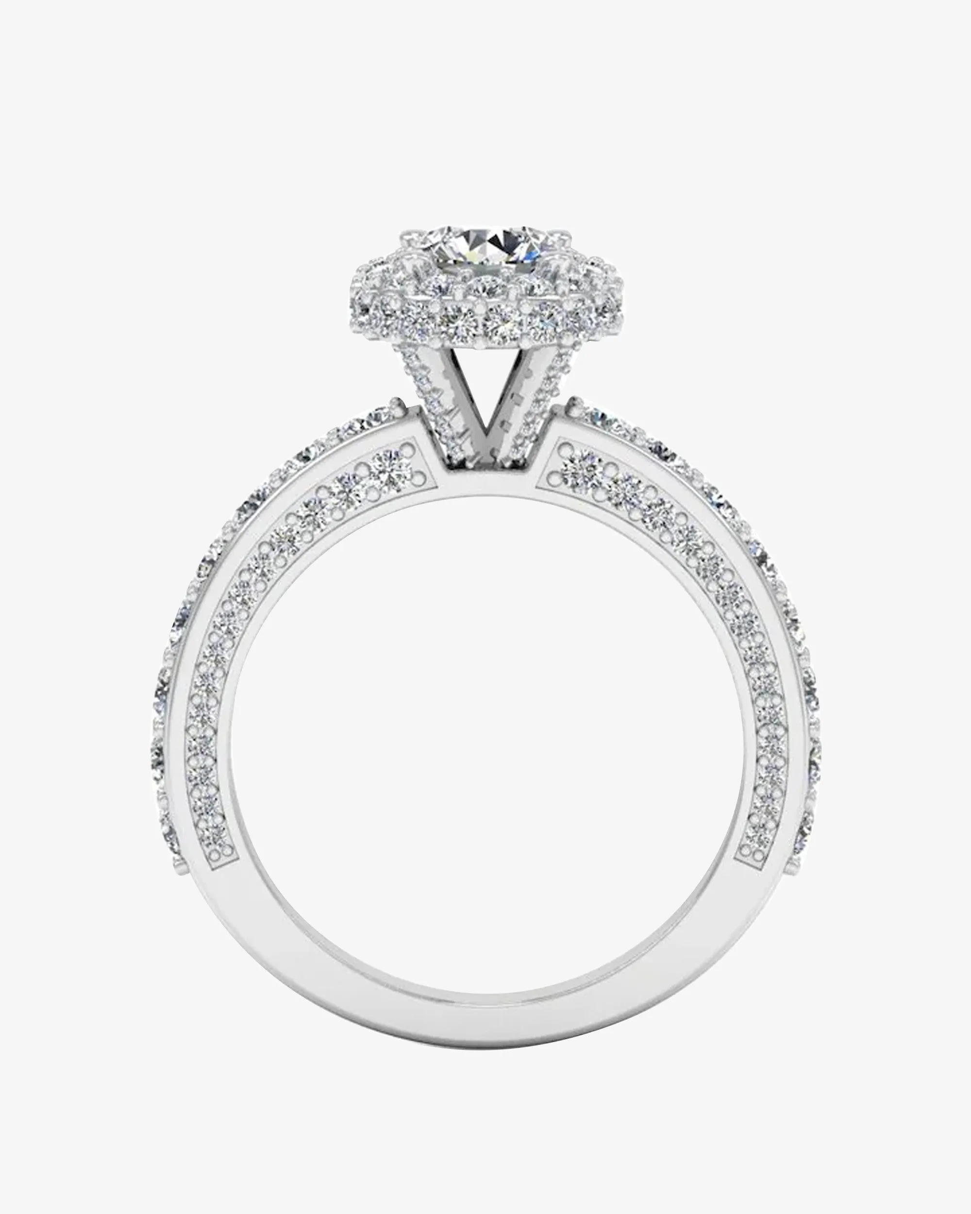 Petite Round Moissanite Halo Engagement Ring - in 14k gold (view 6 of 8)