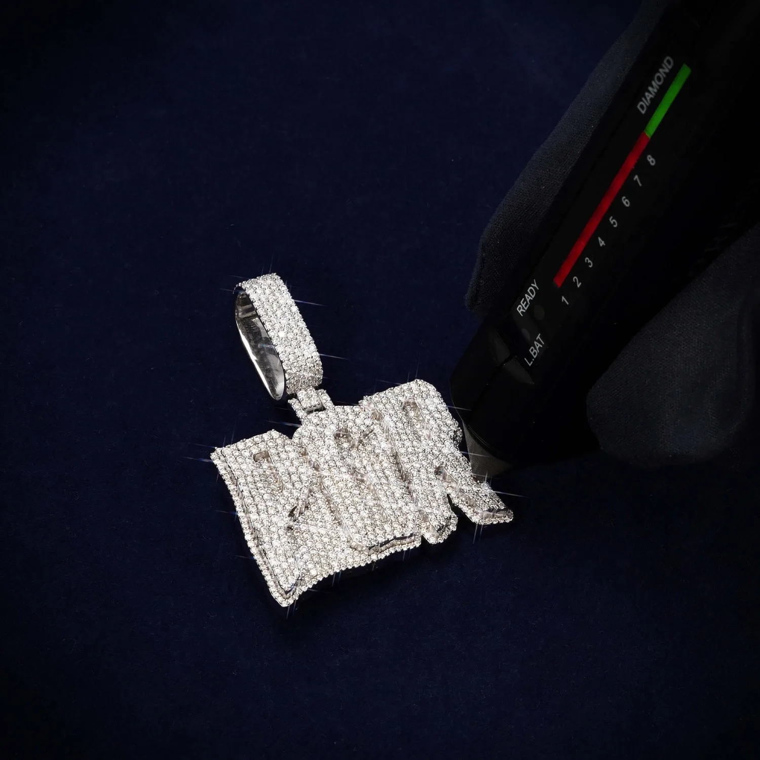 "PGR" Custom Moissanite Name Pendant 14K Gold (view 4 of 4)