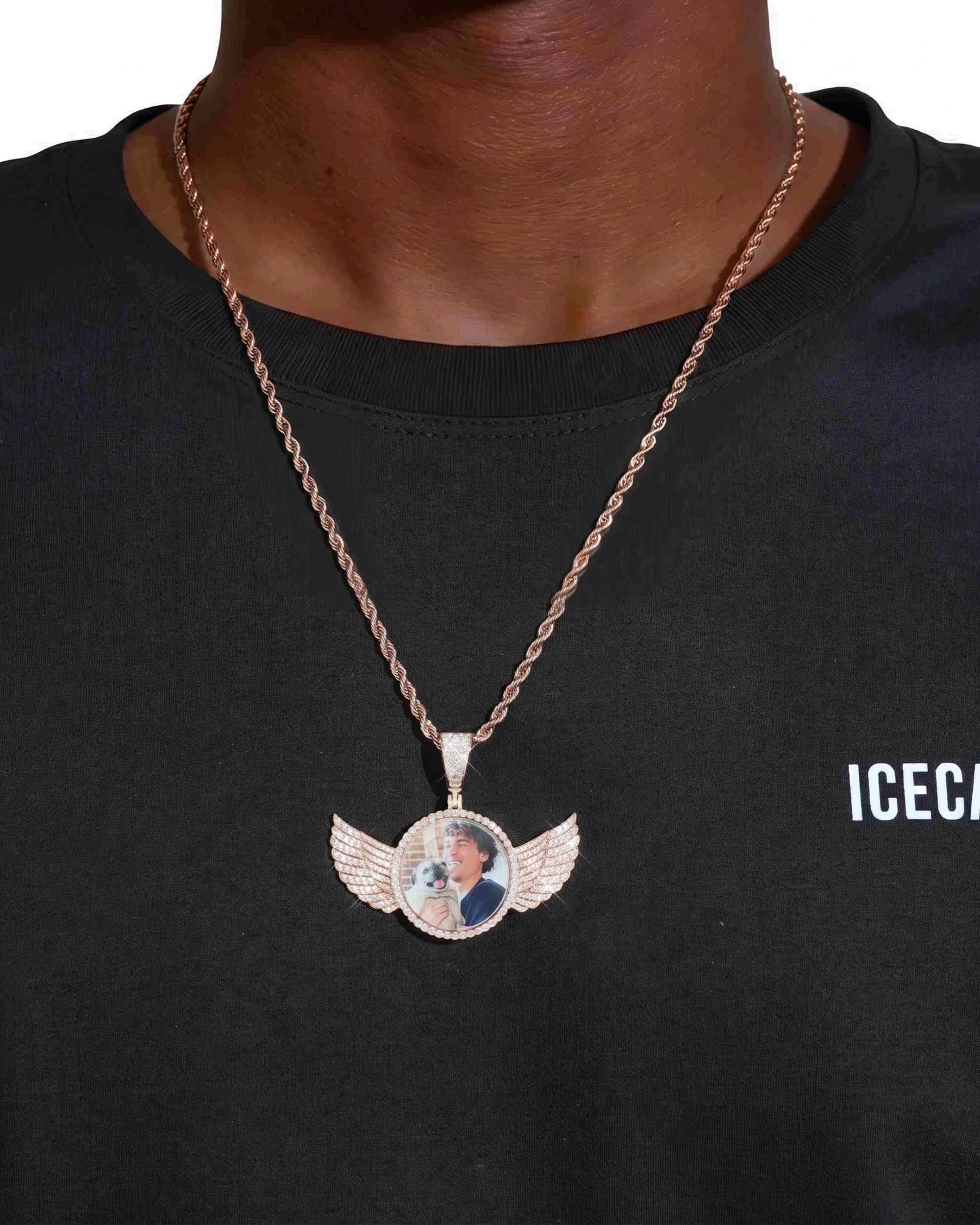 Custom Picture Pendant With Wings 14K Gold (view 6 of 12)