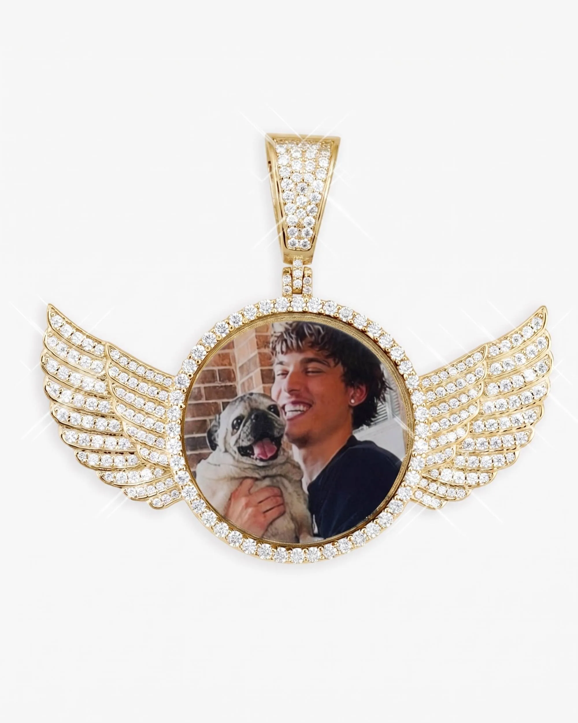 Custom Picture Pendant With Wings 14K Gold (view 8 of 12)