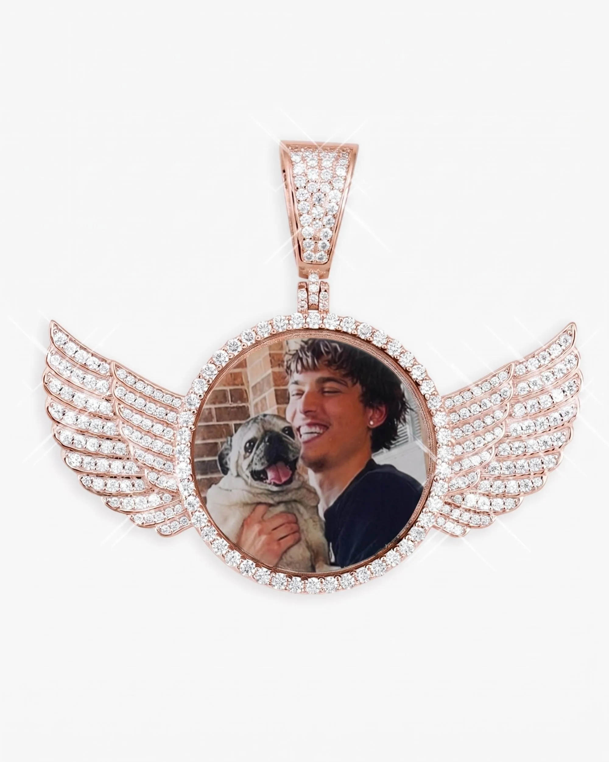 Custom Picture Pendant With Wings 14K Gold (view 11 of 12)