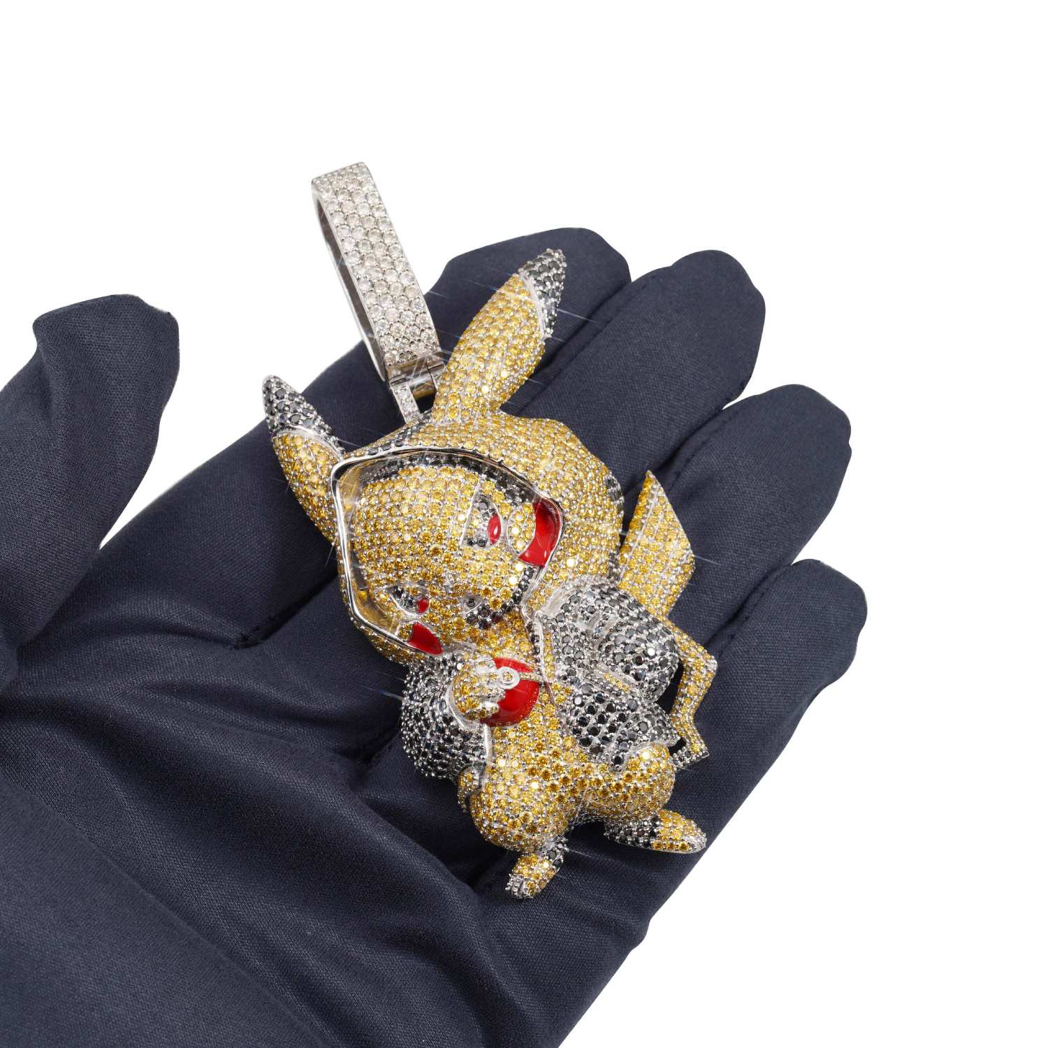 "PIKACHU" Custom Moissanite Logo Pendant 14K Gold (view 3 of 4)