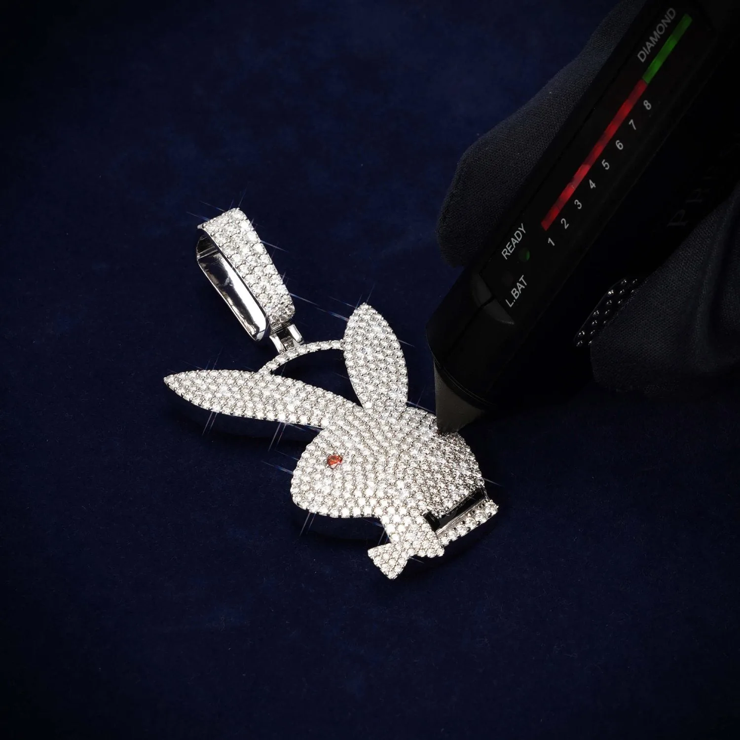 "PLAYBOY" Custom Moissanite Logo Pendant 14K Gold (view 3 of 4)