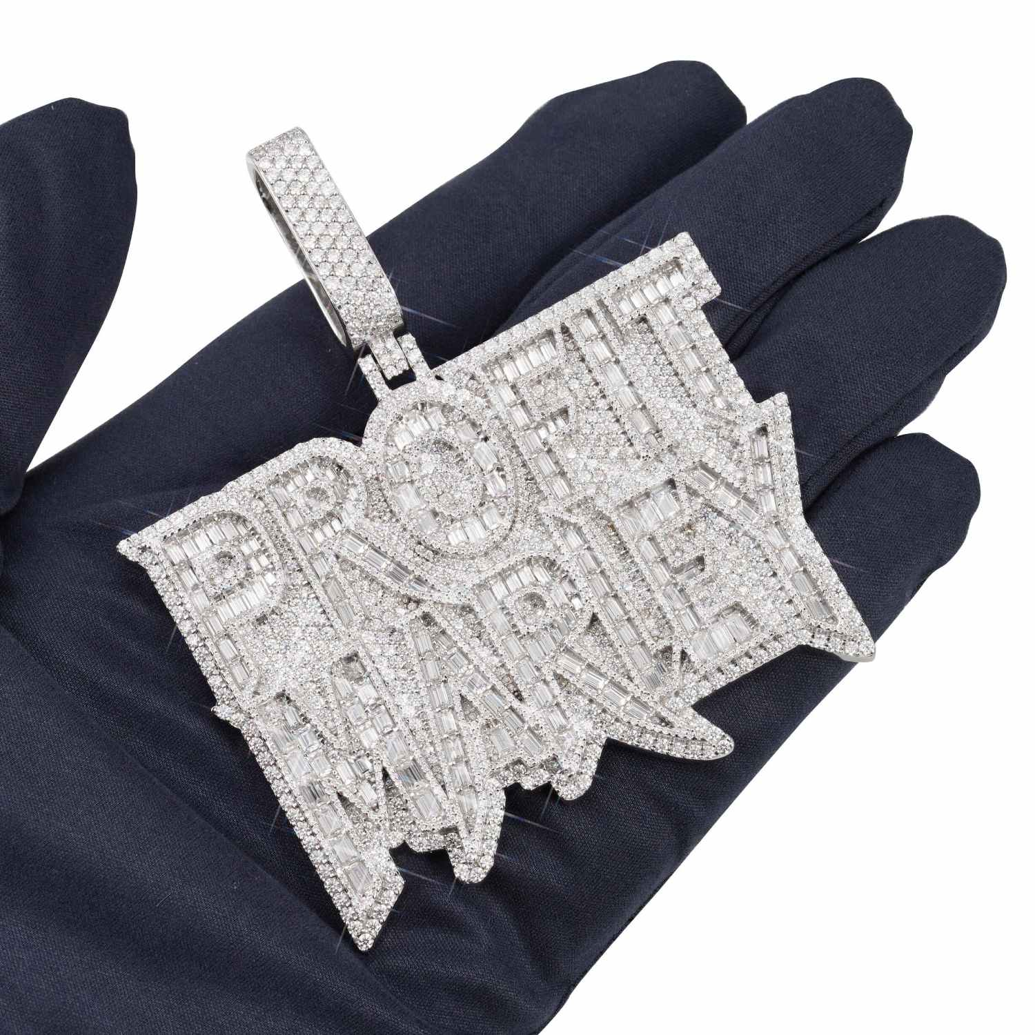 "PROFIT MARLEY" Moissanite Custom Name Pendant 14K Gold (view 2 of 3)