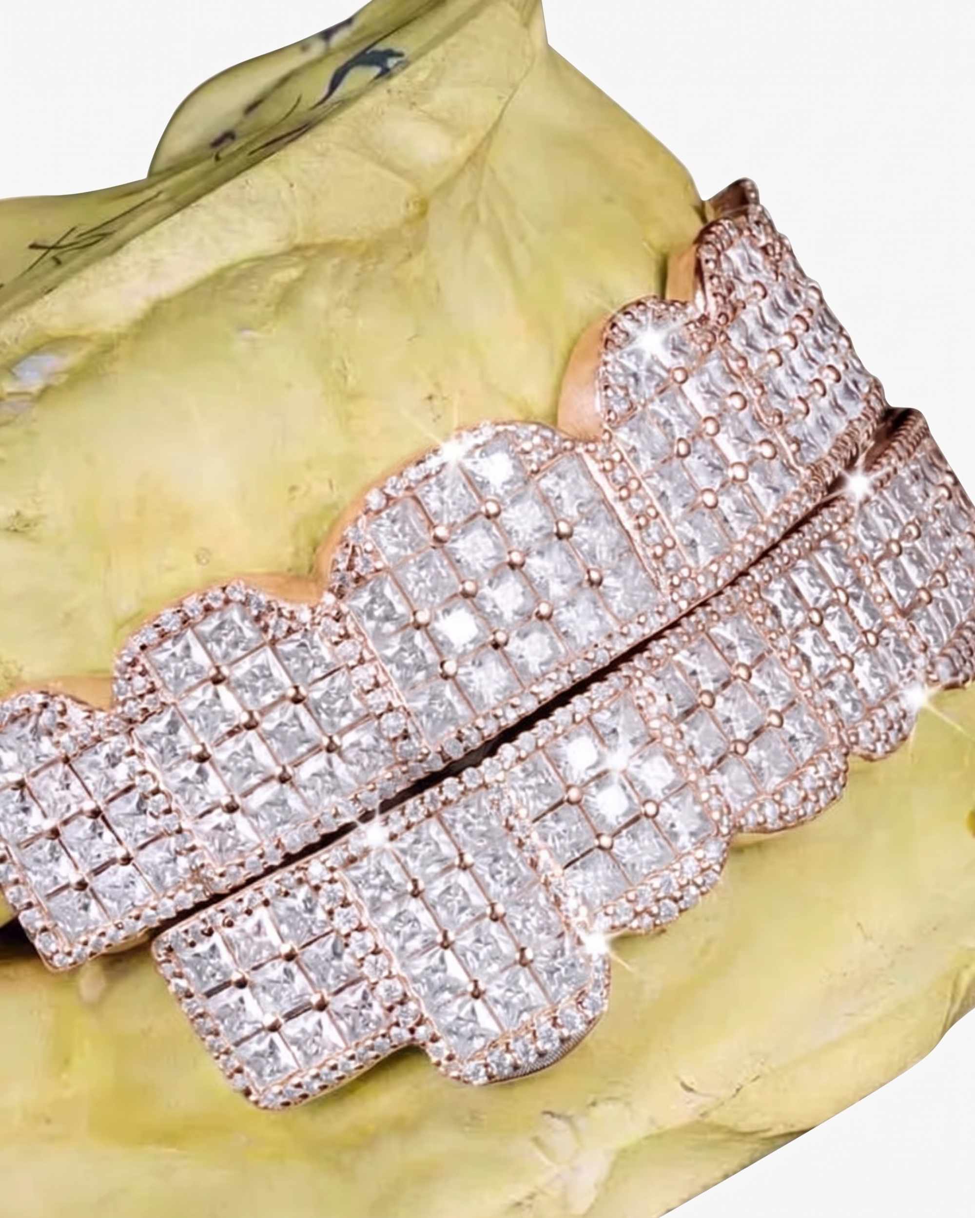 Prong Set Princess Cut Moissanite Diamond Grillz - in white gold (view 5 of 9)