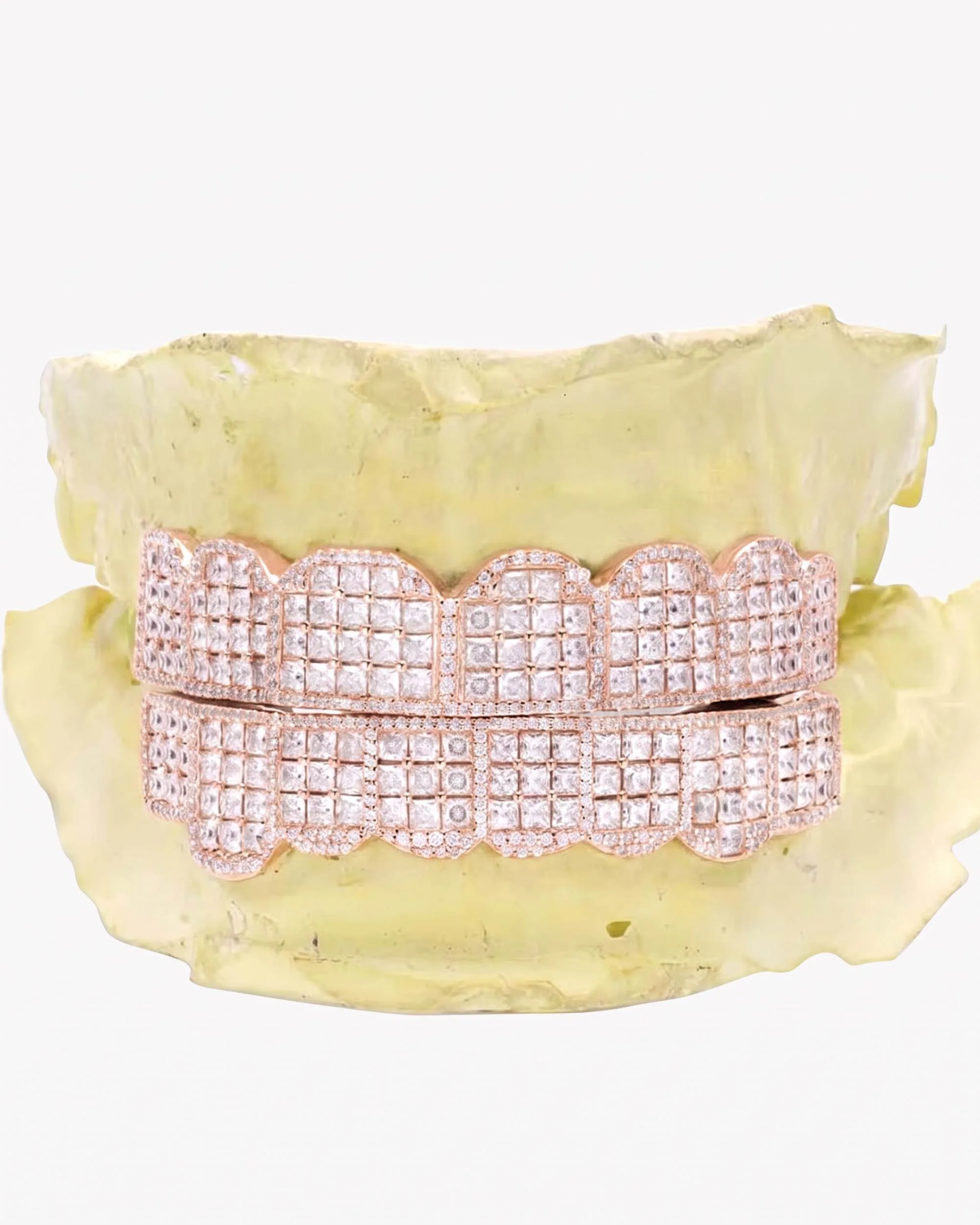 Prong Set Princess Cut Moissanite Diamond Grillz - in white gold (view 6 of 9)