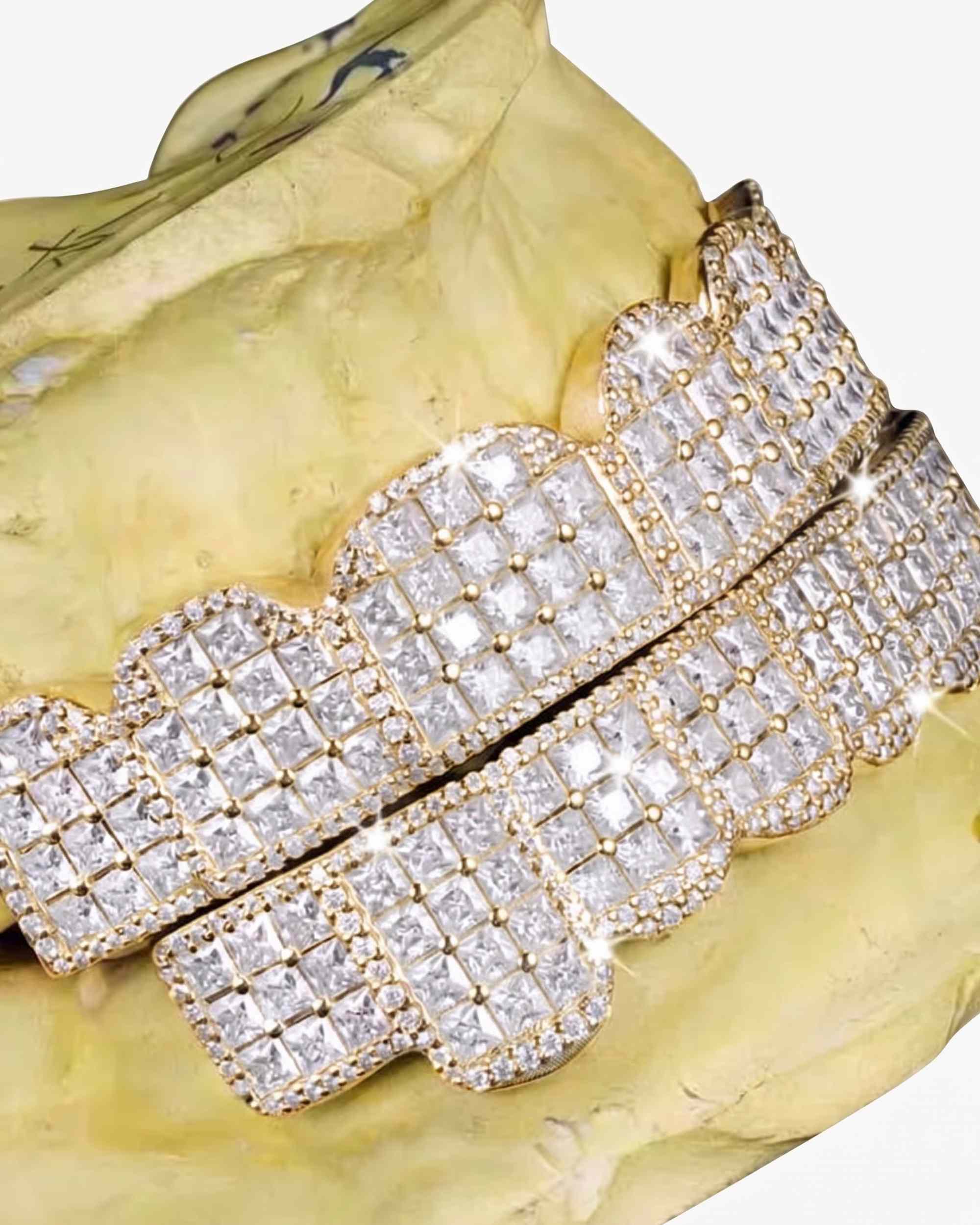 Prong Set Princess Cut Moissanite Diamond Grillz - in white gold (view 8 of 9)