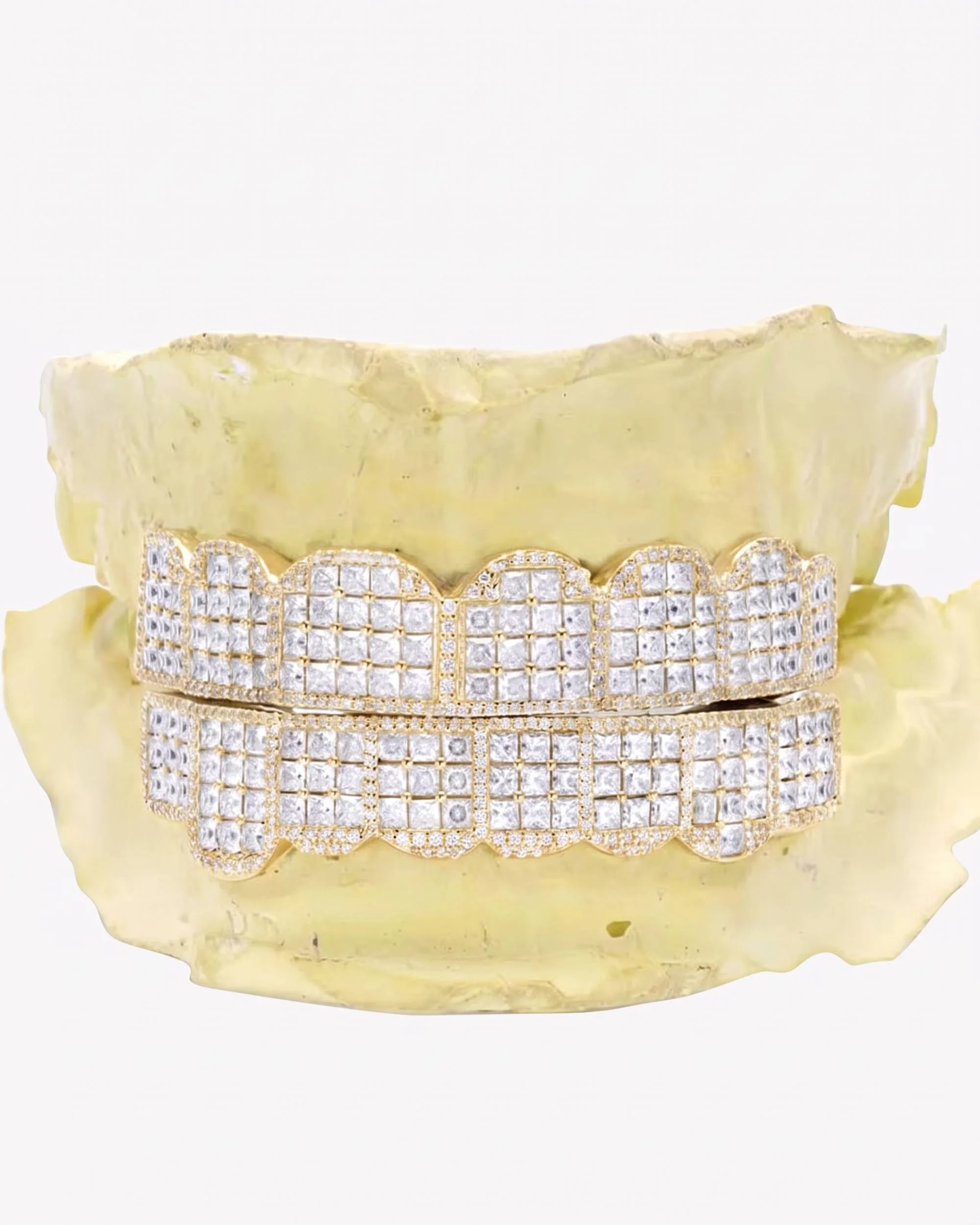 Prong Set Princess Cut Moissanite Diamond Grillz - in white gold (view 9 of 9)