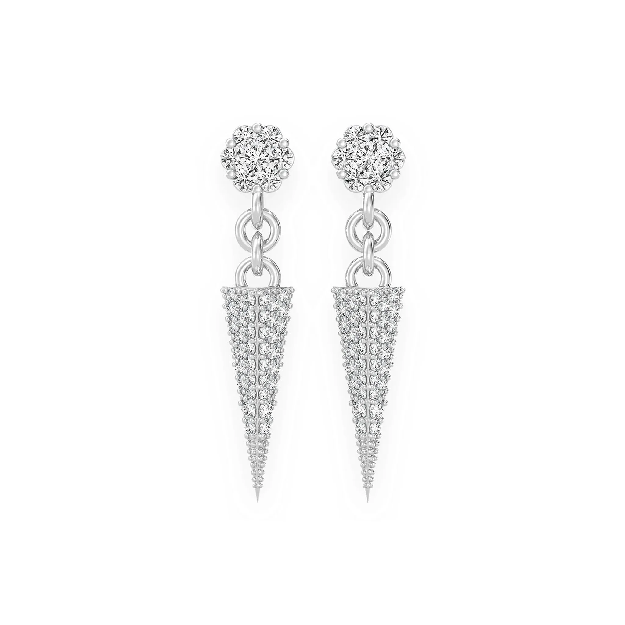 Pyramid Diamond Stud Drops - earrings in yellow gold (view 3 of 6)