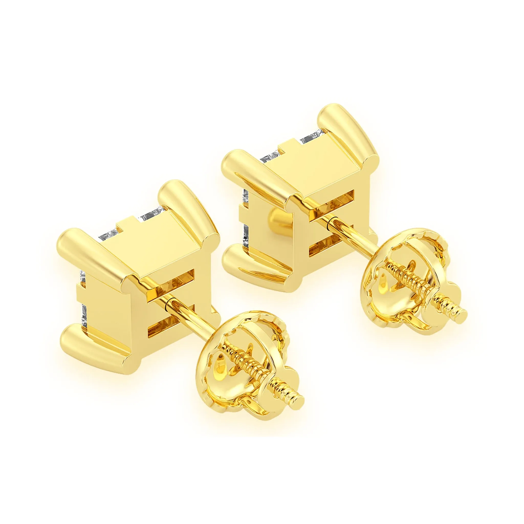 Quad Diamond Studs - earrings in yellow gold (view 6 of 13)