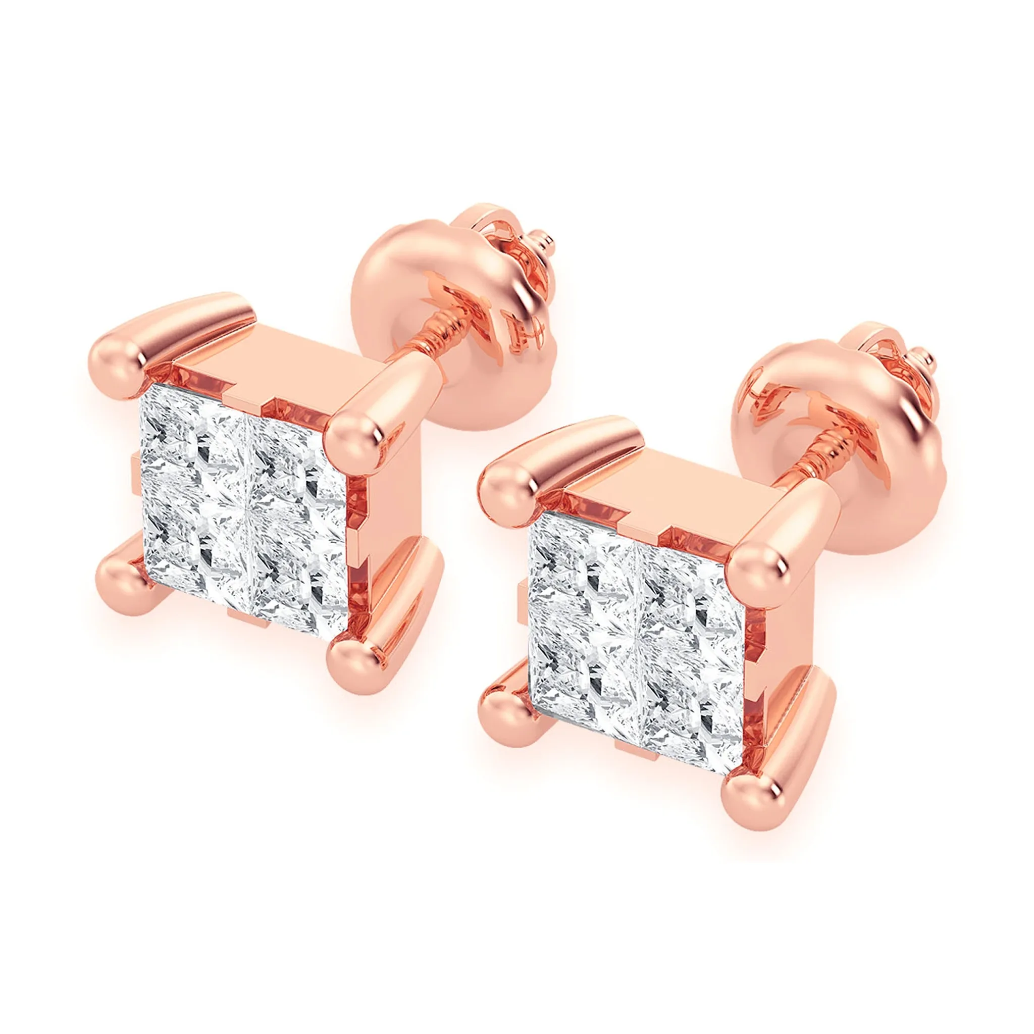 Quad Diamond Studs - earrings in yellow gold (view 10 of 13)