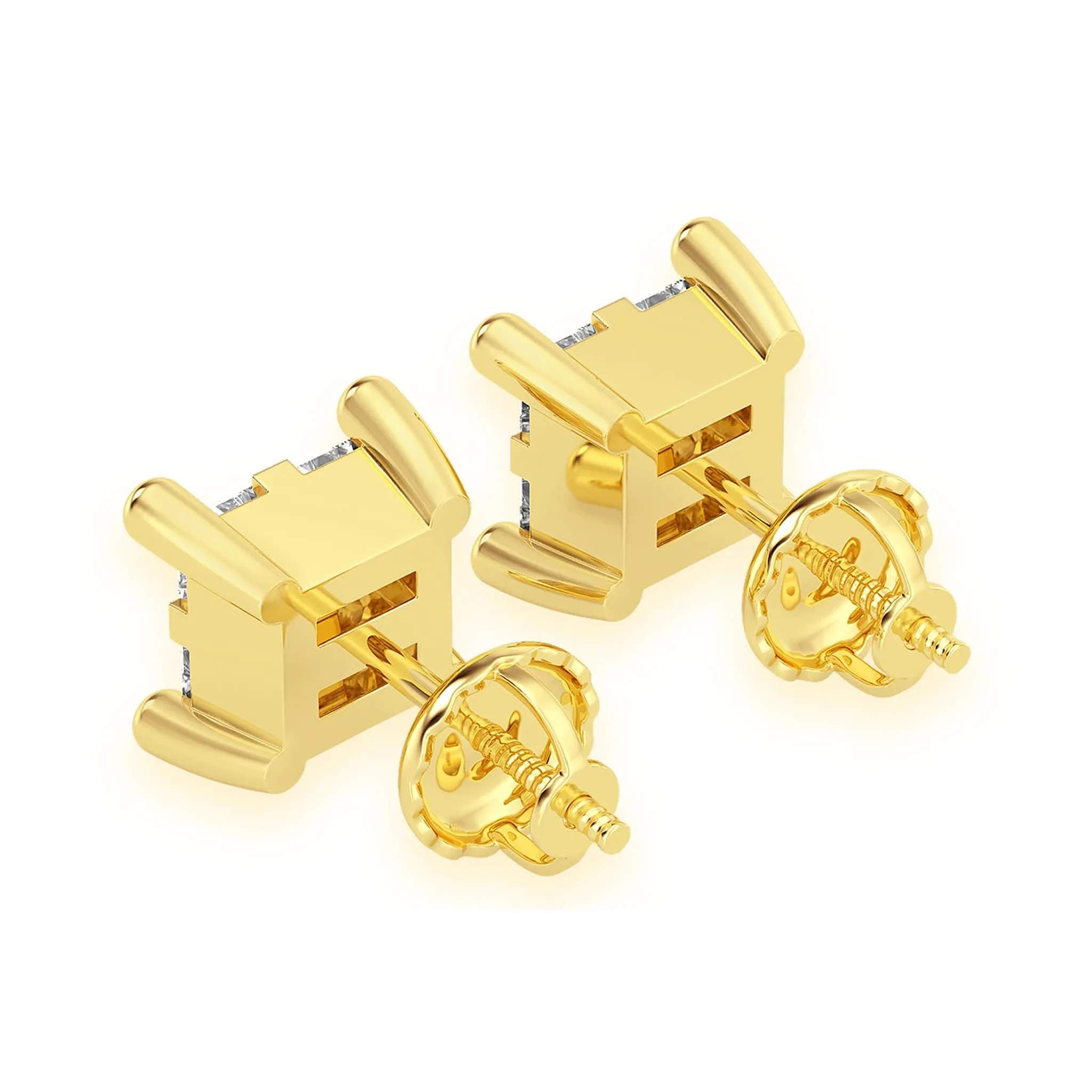 Quad Diamond Studs - earrings in yellow gold (view 12 of 13)