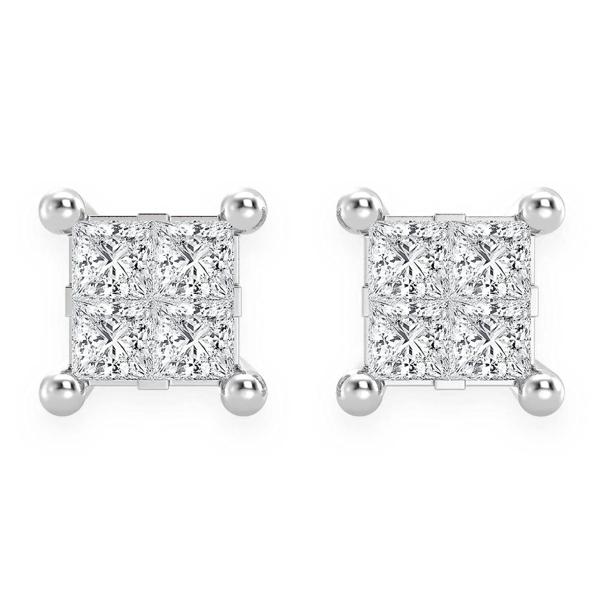 Quad Diamond Studs - earrings in yellow gold (view 3 of 13)