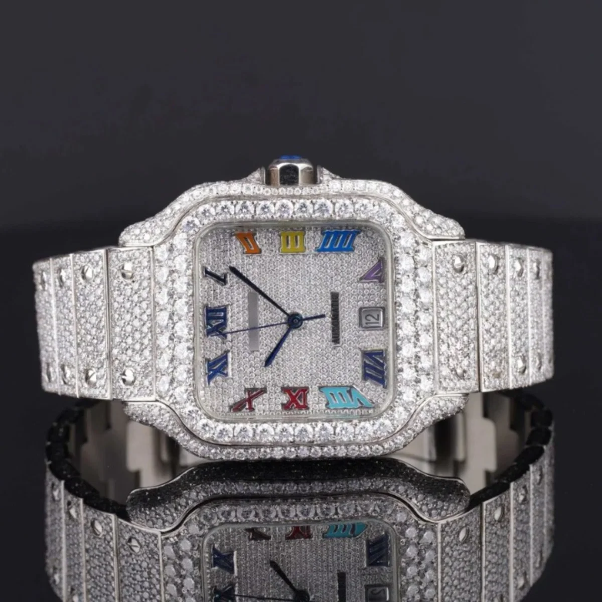 Rainbow Design Roman Number Fully Automatic Moissanite Watch (view 2 of 6)
