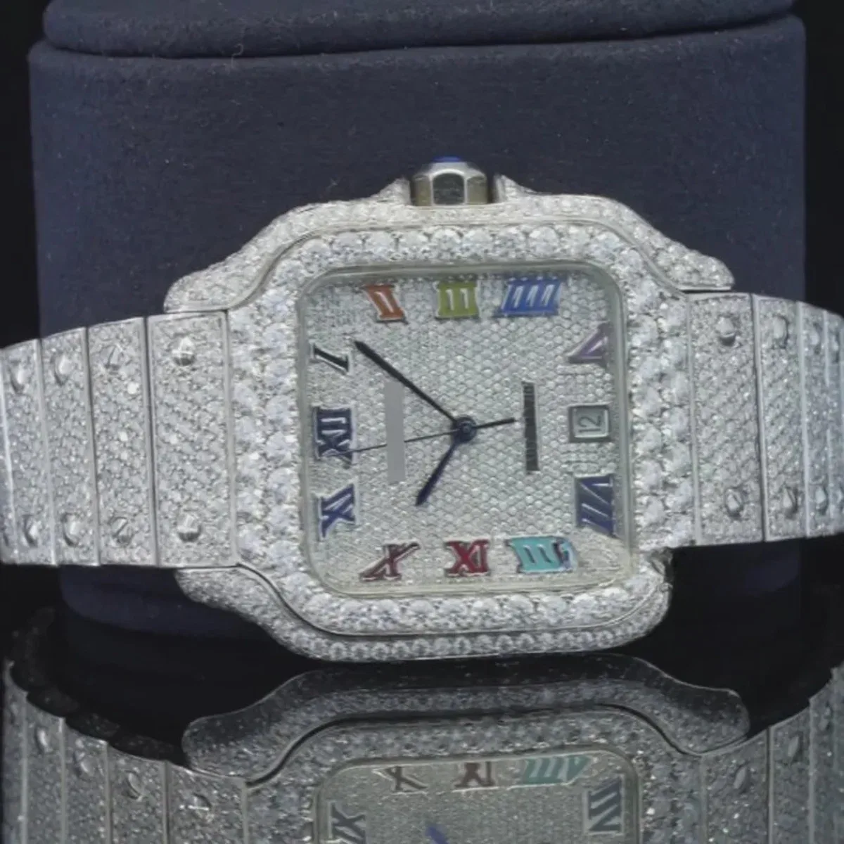 Rainbow Design Roman Number Fully Automatic Moissanite Watch (view 3 of 6)