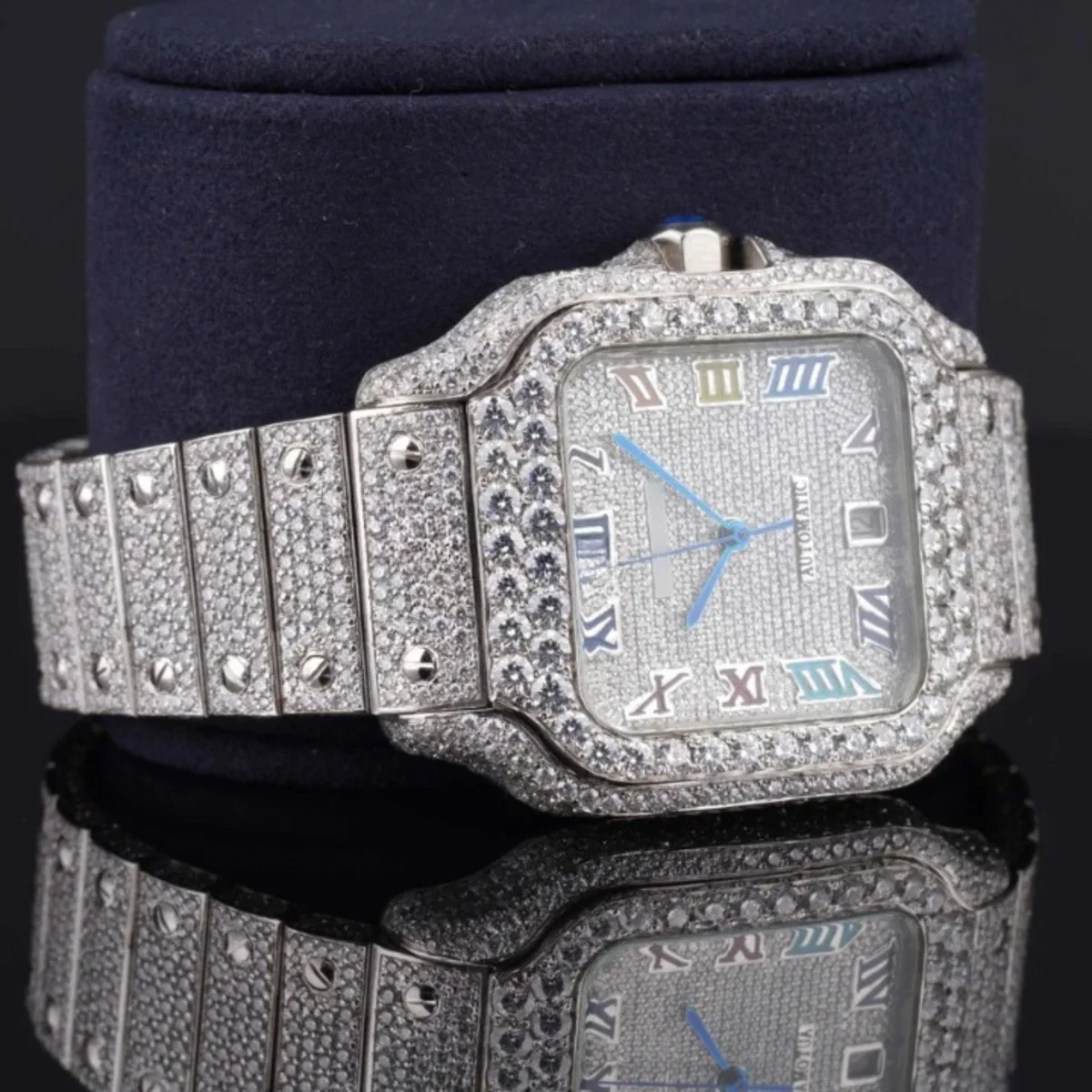 Rainbow Design Roman Number Fully Automatic Moissanite Watch (view 4 of 6)