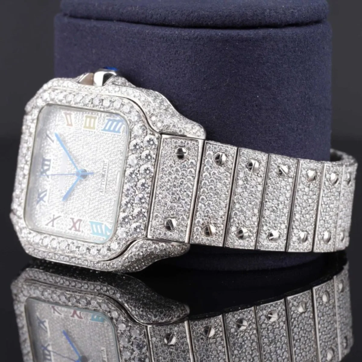 Rainbow Design Roman Number Fully Automatic Moissanite Watch (view 5 of 6)