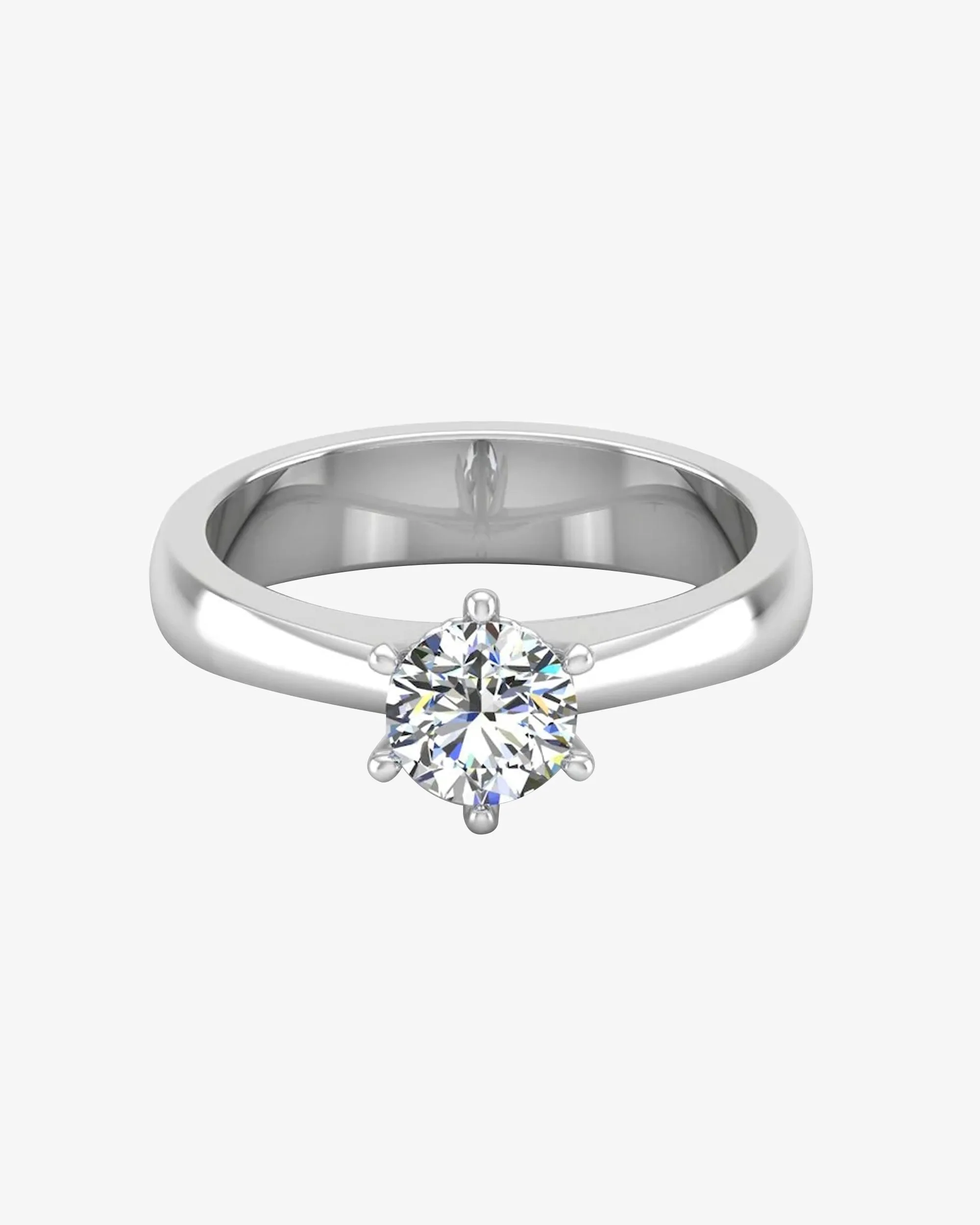 Raised Solitaire Brilliant Cut Moissanite Engagement Ring - in 14k gold (view 2 of 8)