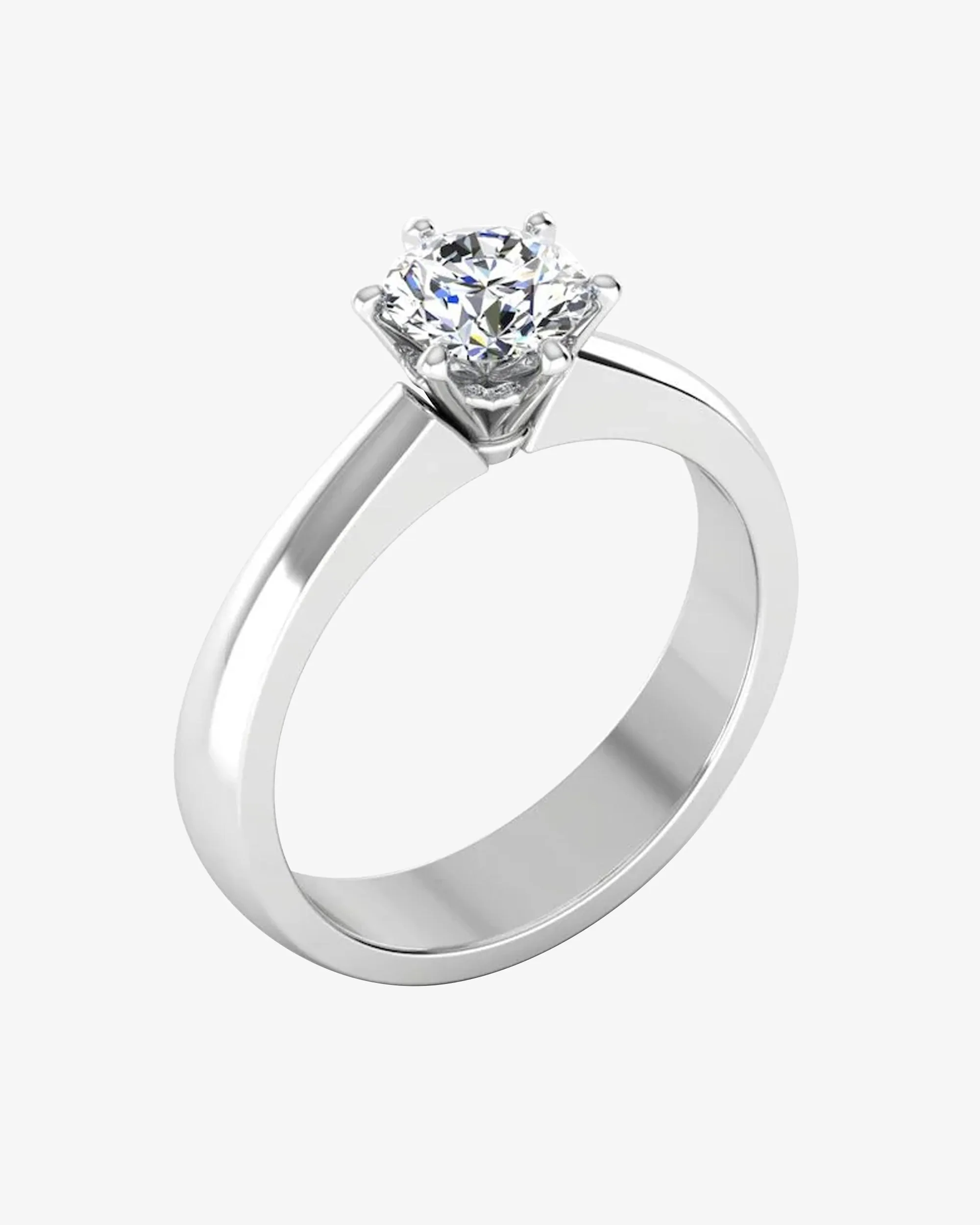 Raised Solitaire Brilliant Cut Moissanite Engagement Ring - in 14k gold (view 3 of 8)