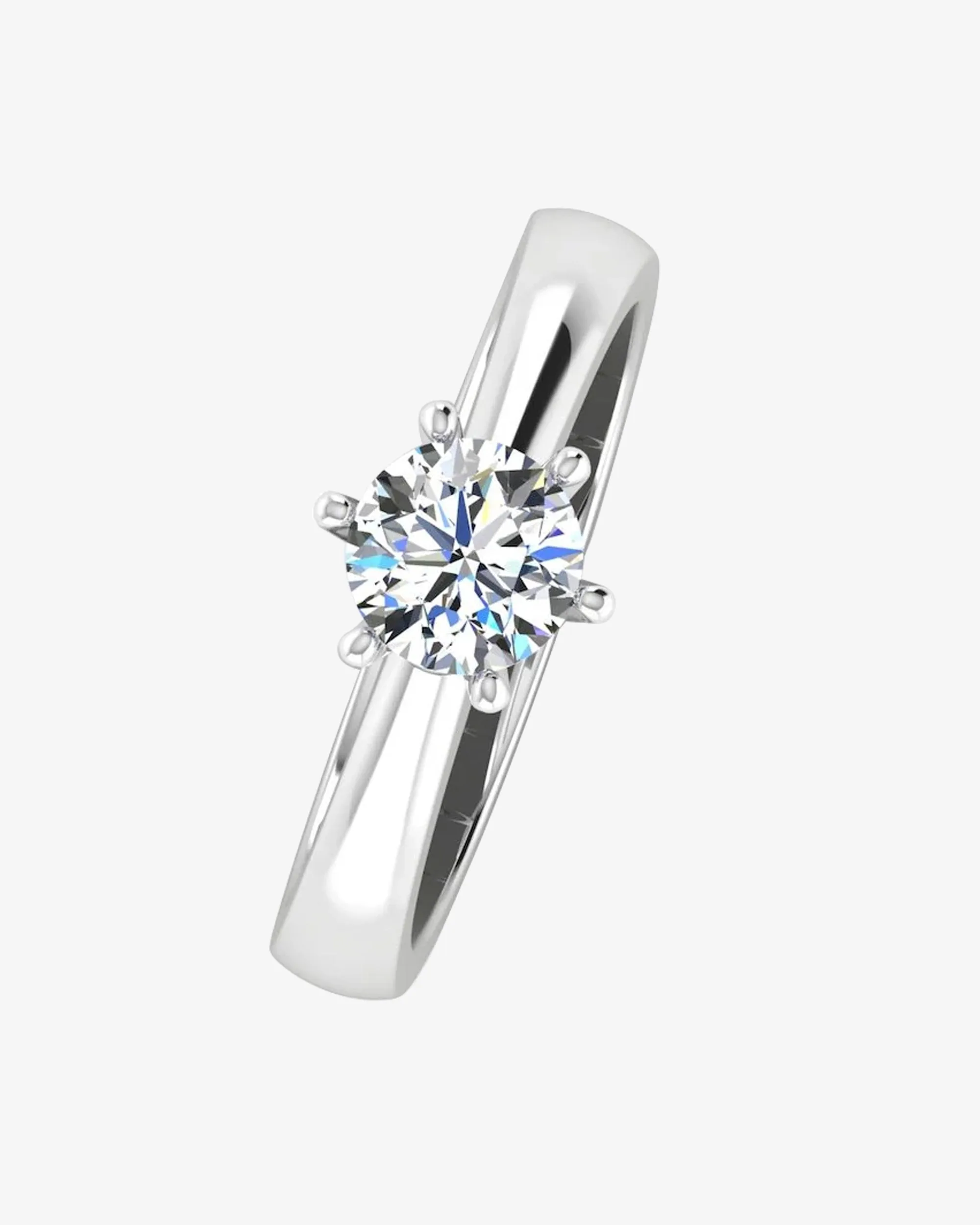 Raised Solitaire Brilliant Cut Moissanite Engagement Ring - in 14k gold (view 4 of 8)