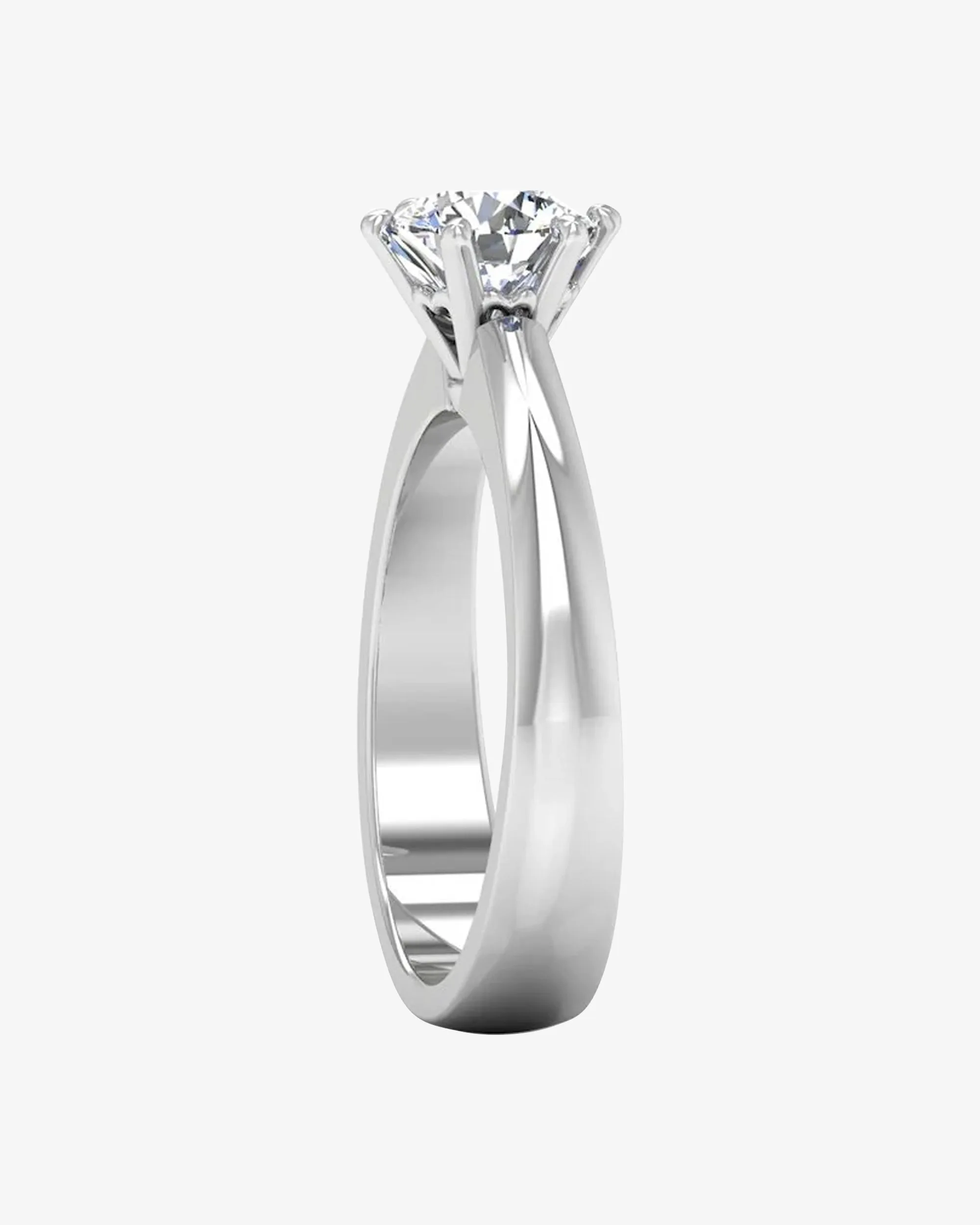Raised Solitaire Brilliant Cut Moissanite Engagement Ring - in 14k gold (view 5 of 8)