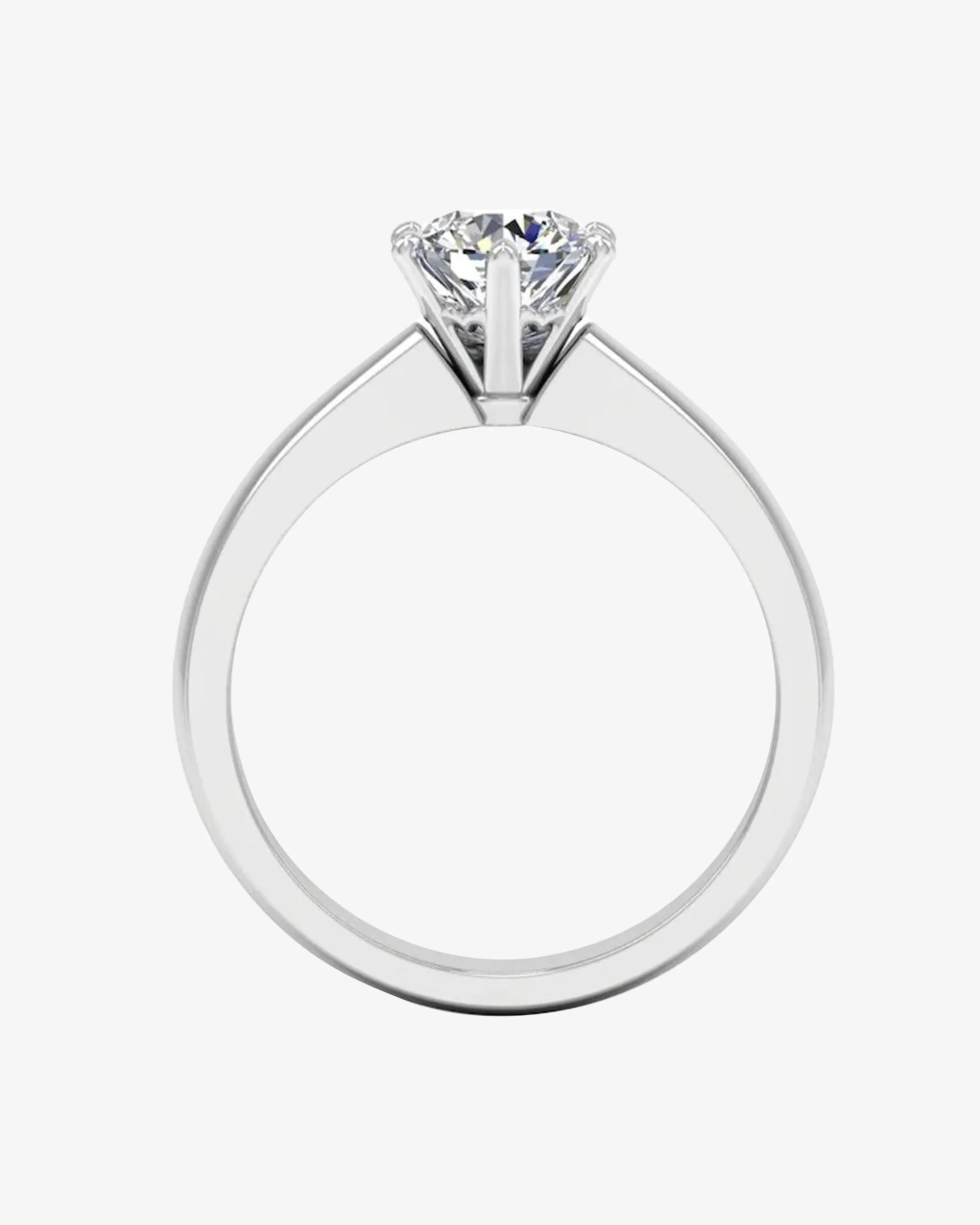 Raised Solitaire Brilliant Cut Moissanite Engagement Ring - in 14k gold (view 6 of 8)