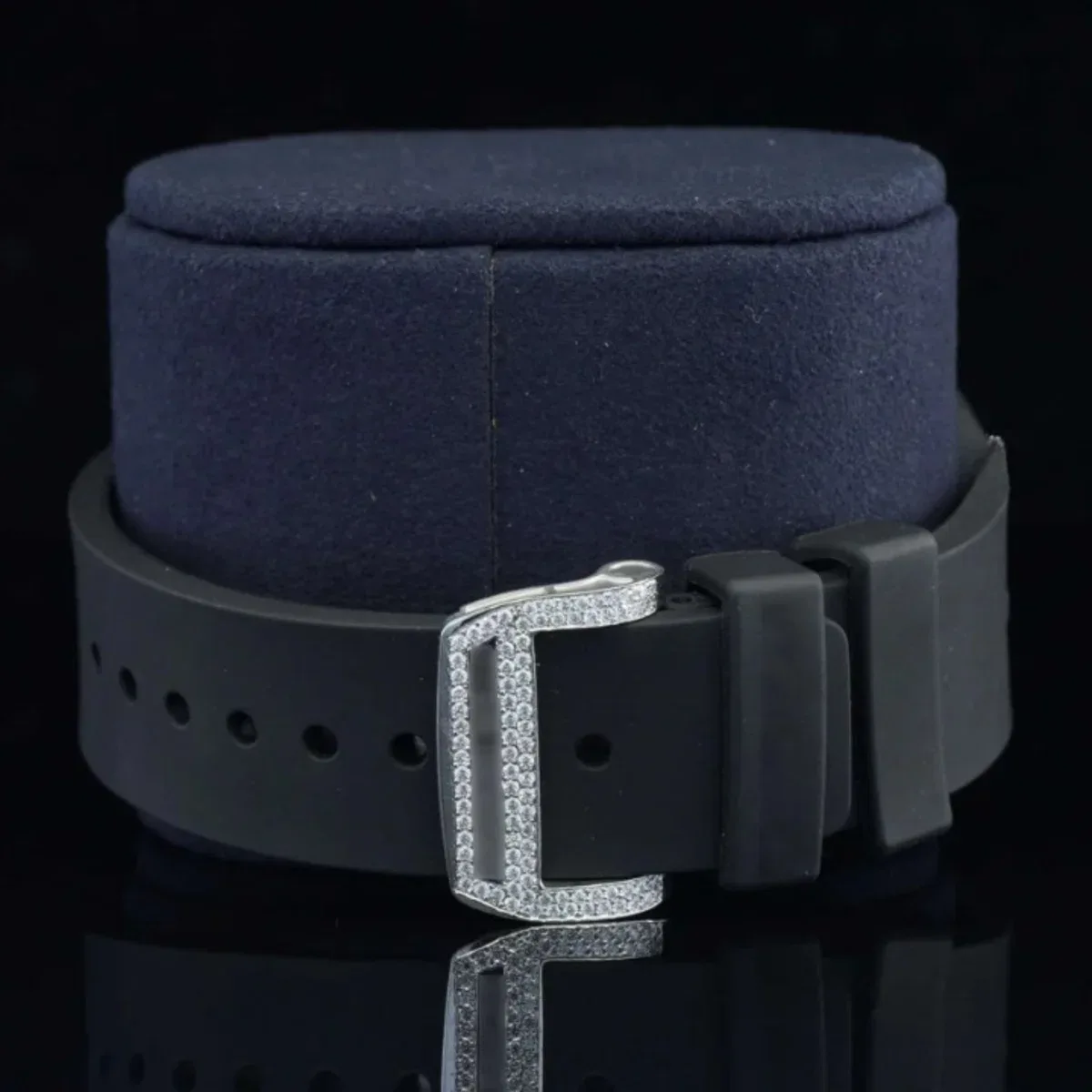 Ravishing Iced Out Black Color Belt Automatic Moissanite Watch For Men (view 5 of 5)