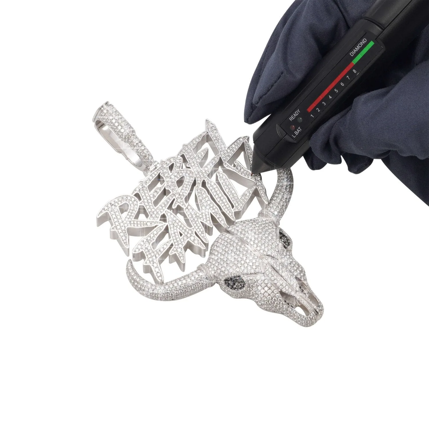 "REBEL FAMILY" Custom Logo Moissanite Pendant 14K Gold (view 3 of 3)