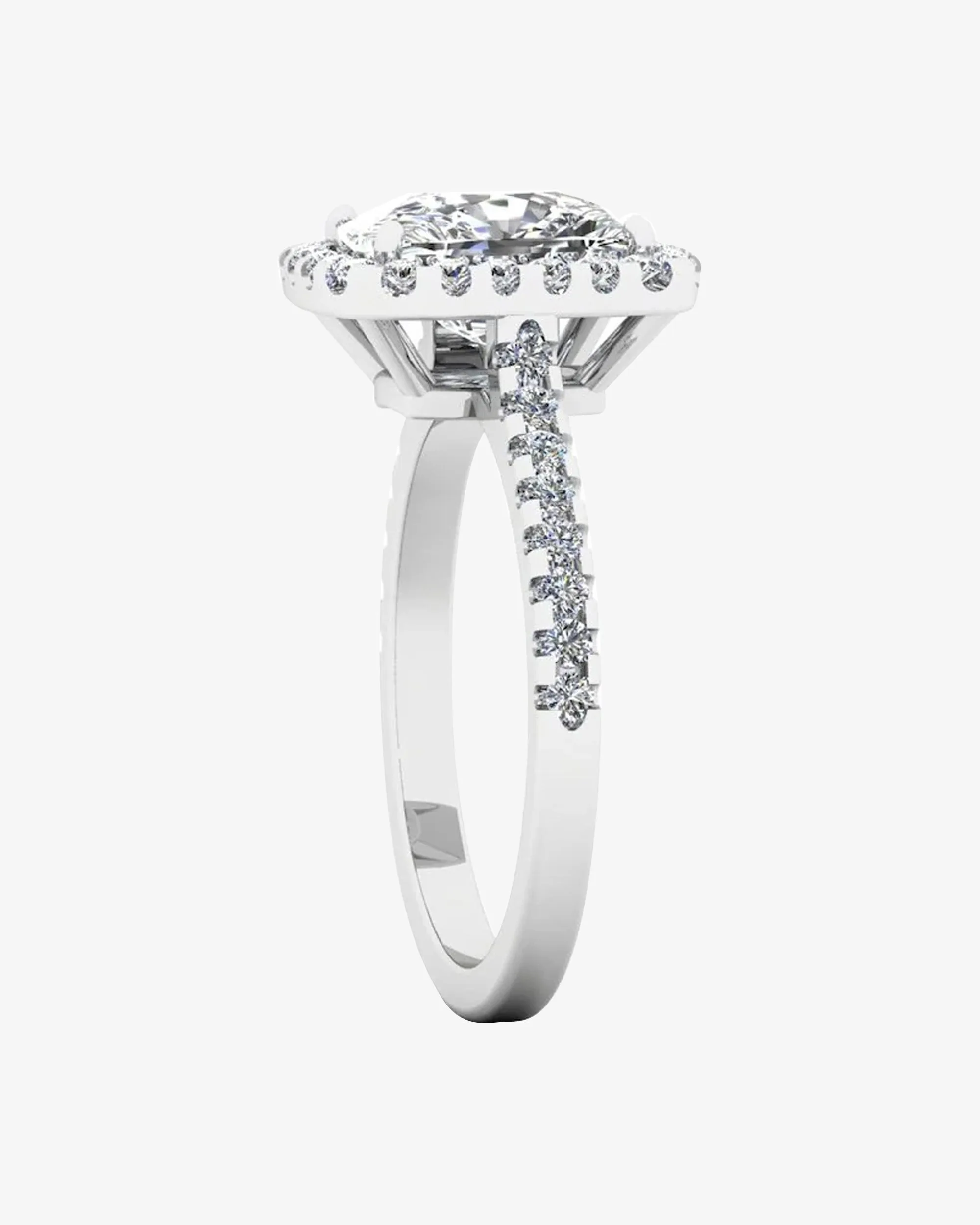 Rectangular Cushion Moissanite Halo Engagement Ring - in 14k gold (view 4 of 7)