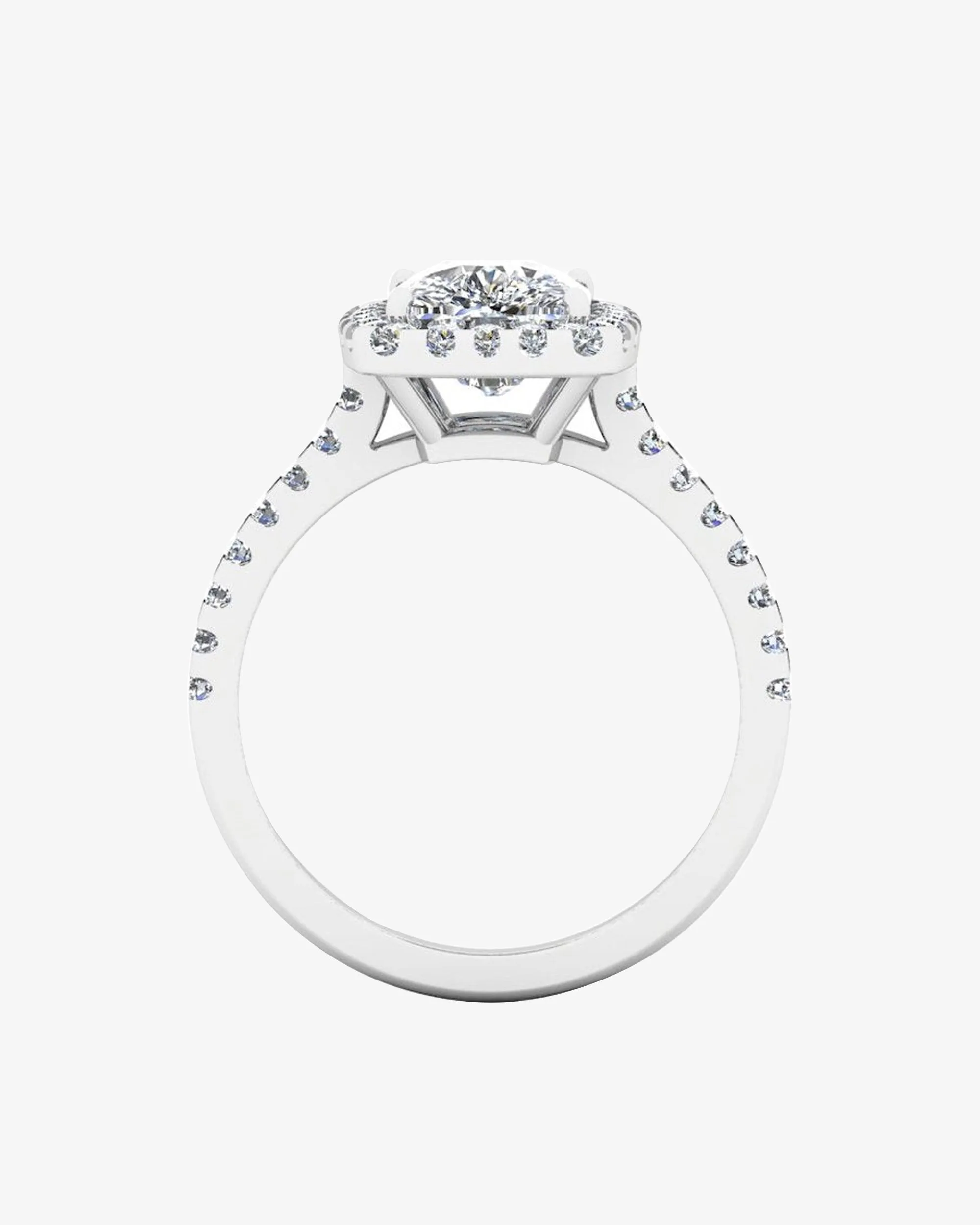 Rectangular Cushion Moissanite Halo Engagement Ring - in 14k gold (view 5 of 7)