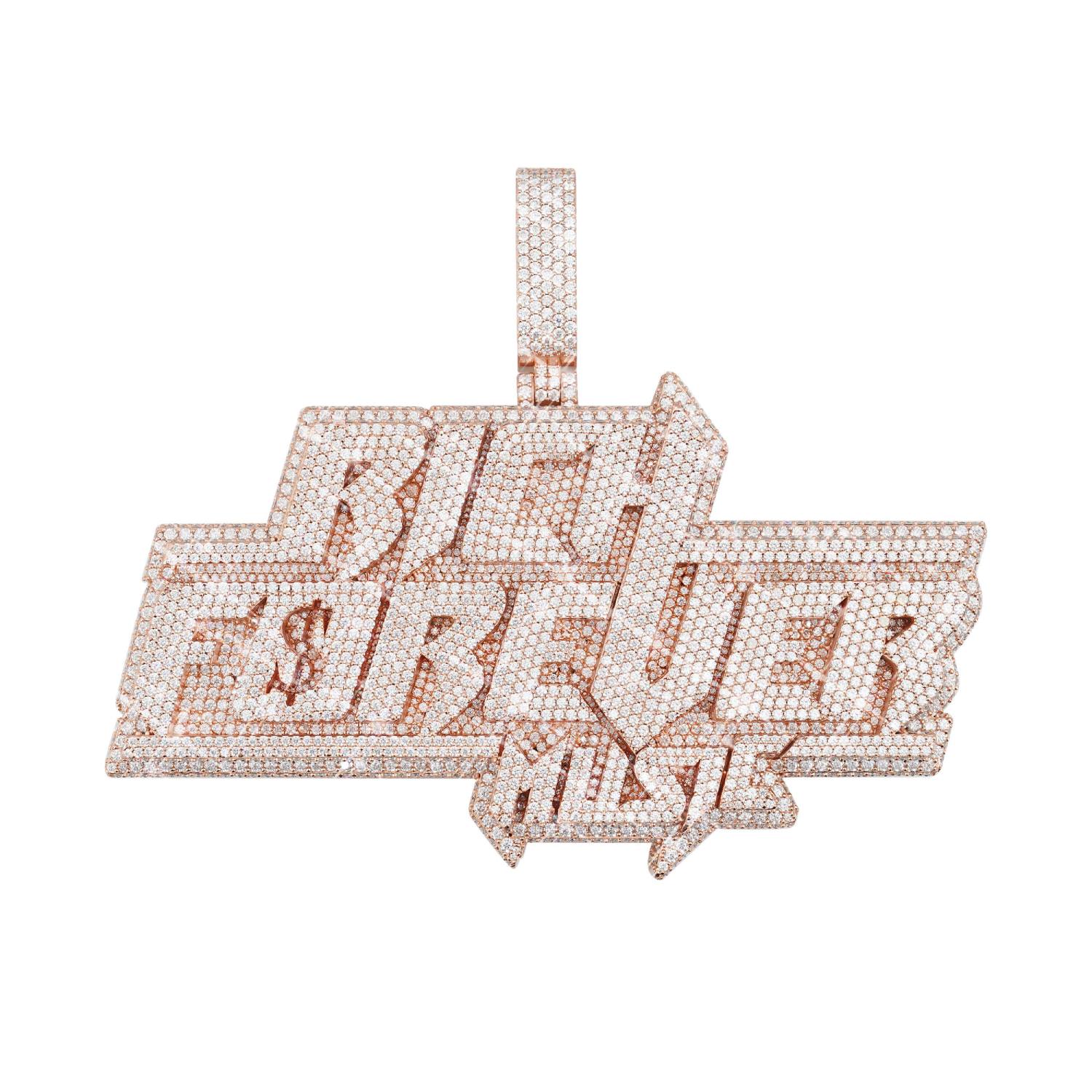 "RICH FOREVER" Custom Diamond Pendant 14K Gold (view 4 of 4)