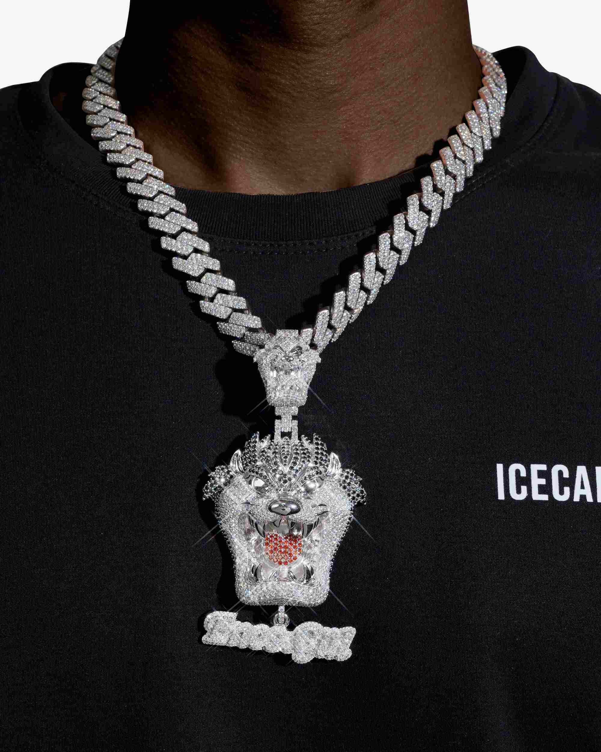 "Roaring Beast" Custom Moissanite Logo Pendant 14K Gold (view 2 of 4)