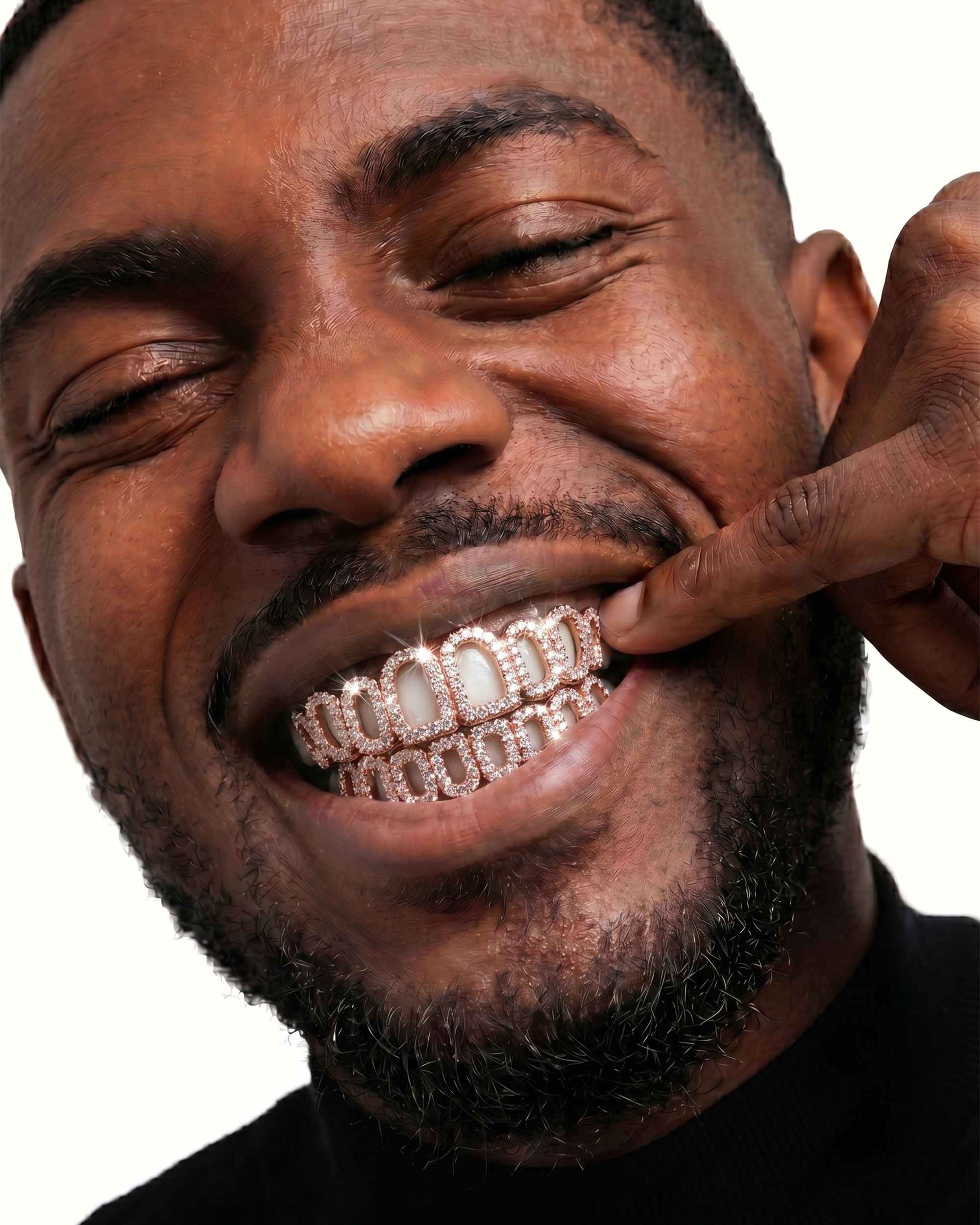 Rose Gold Open Face Custom Diamond Grillz - custom piece (view 2 of 9)