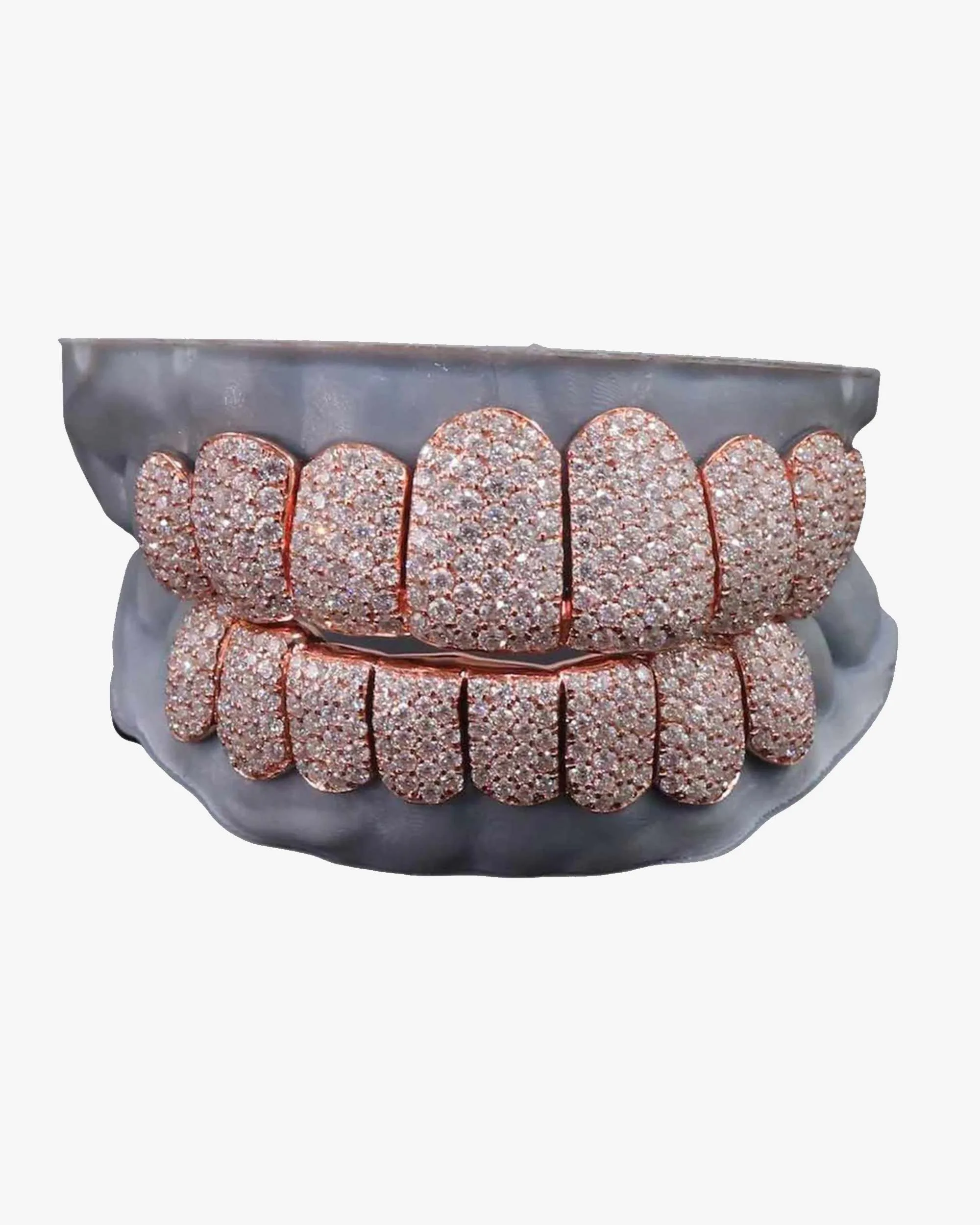Rose Gold Perm Cut Custom Diamond Grillz 14K Gold - custom piece